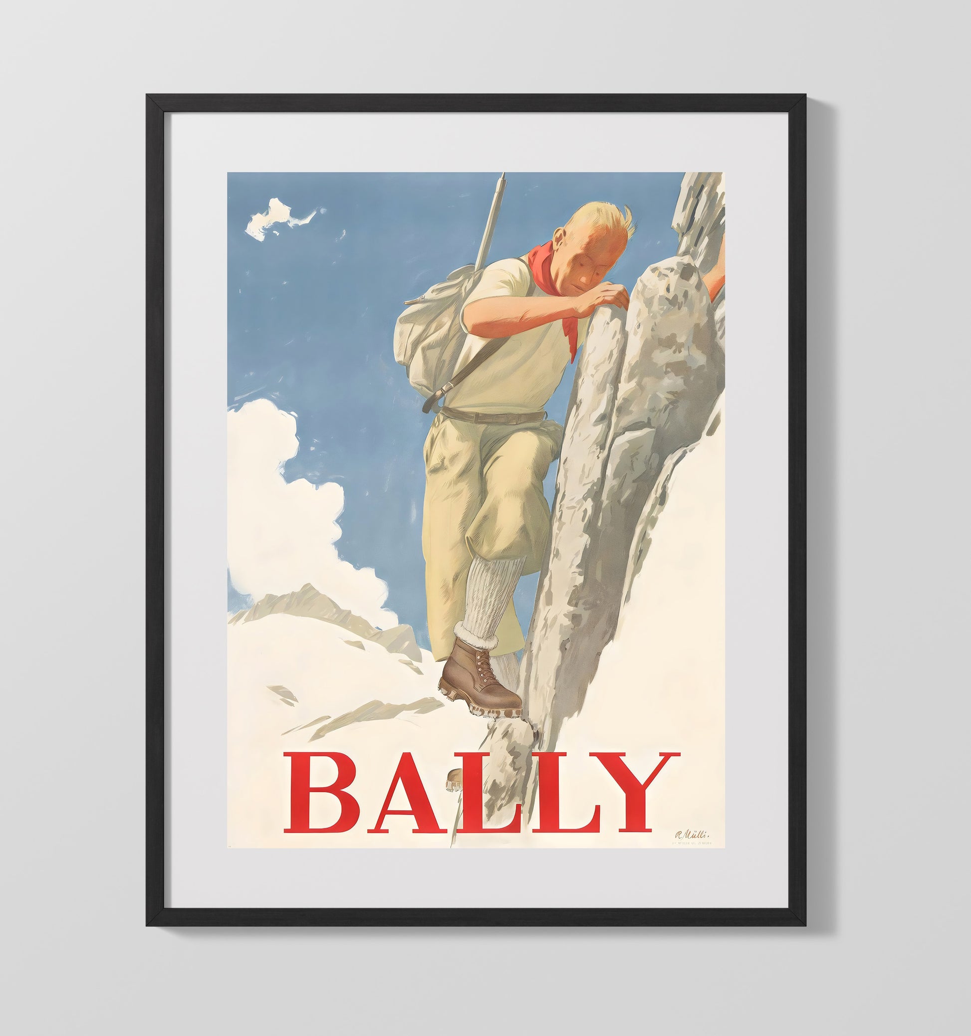 Alps BallyClimber Vintage Travel Print 16x20 Gallery Frame travel wall art print