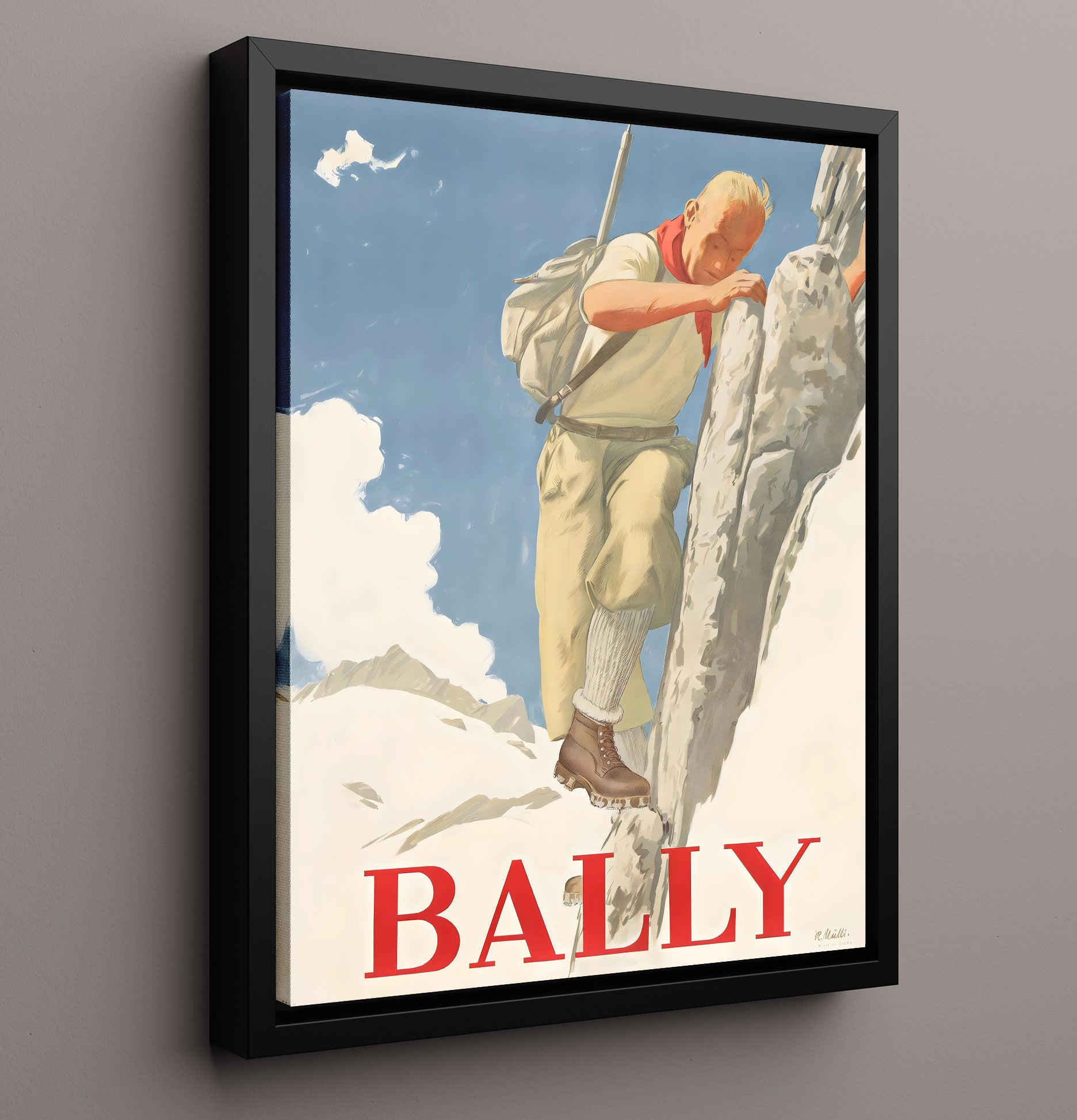 Alps BallyClimber Vintage Travel Print 16x20 Framed Canvas travel wall art print