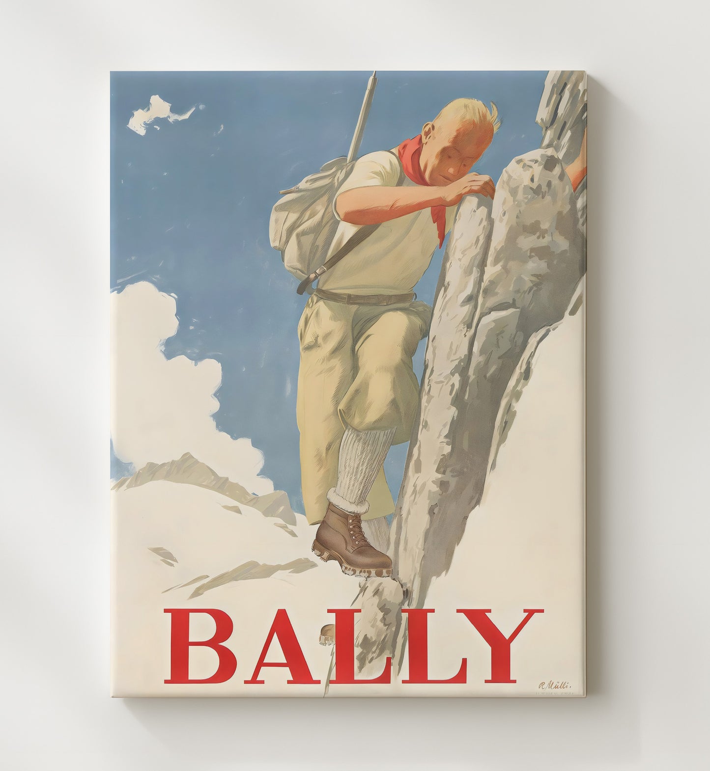 Alps BallyClimber Vintage Travel Print 20x24 Canvas travel wall art print
