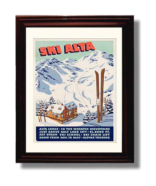 Alta Ski Resort travel poster wall art 8x10 Canvas