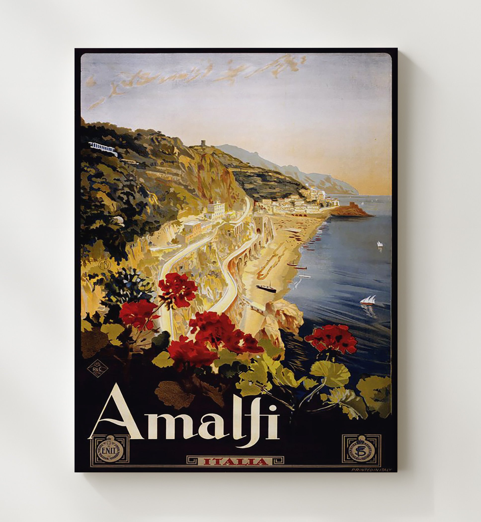 Amalfi Italy Vintage Travel Print 20x24 Canvas travel wall art print
