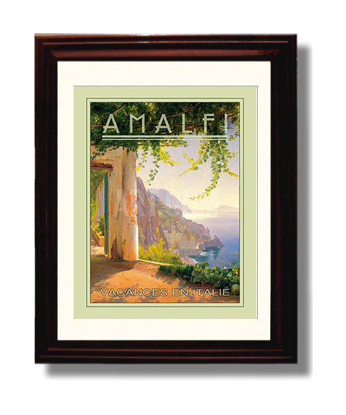 Amalfi Vacances en Italie Vintage Travel Print 8x10 Beveled Frame travel wall art print