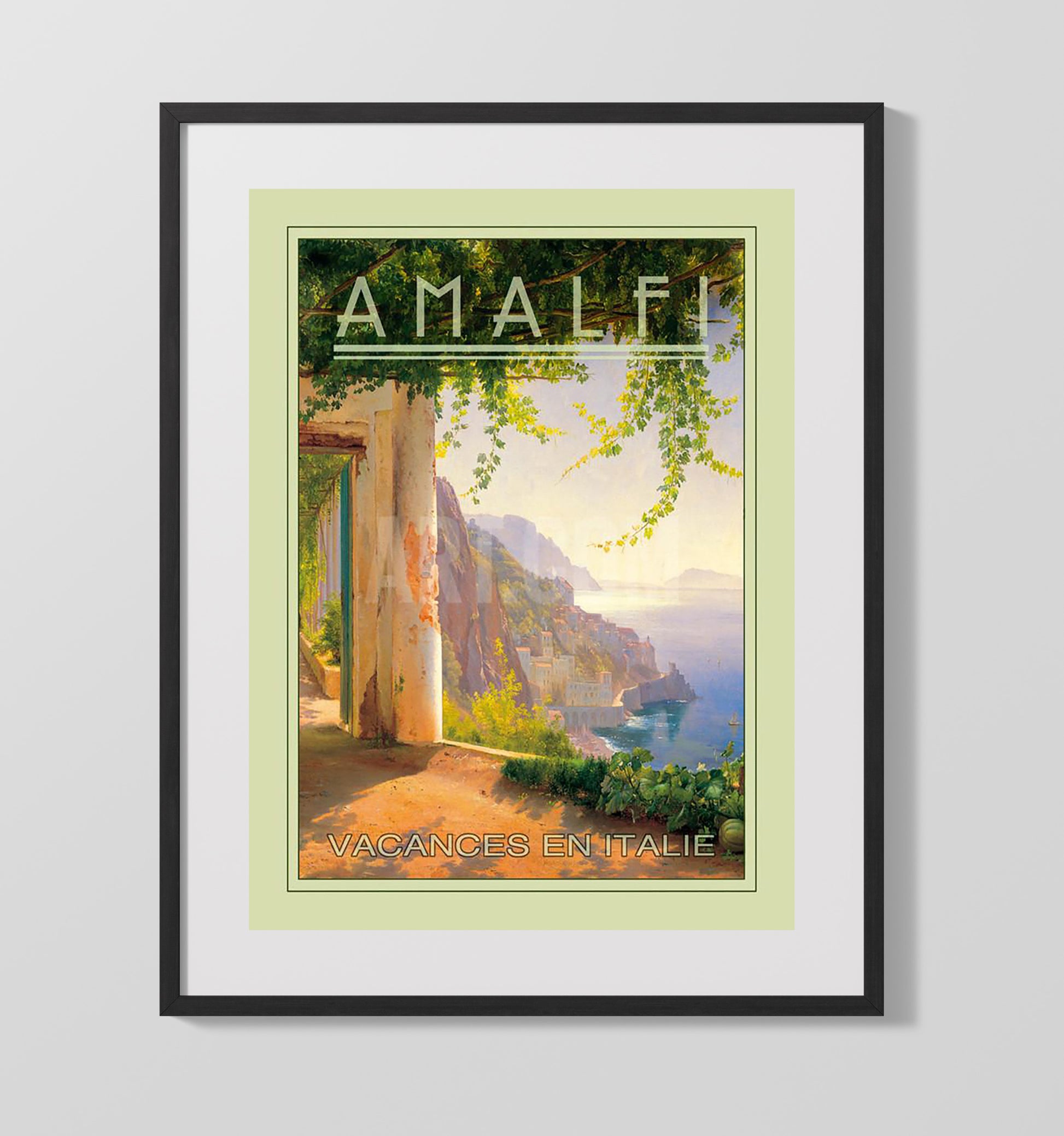 Amalfi Vacances en Italie Vintage Travel Print 16x20 Gallery Frame travel wall art print