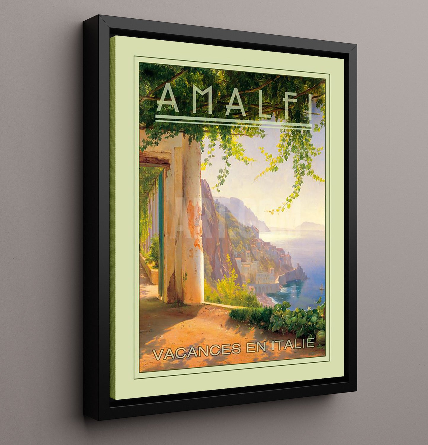Amalfi Vacances en Italie Vintage Travel Print 16x20 Framed Canvas travel wall art print