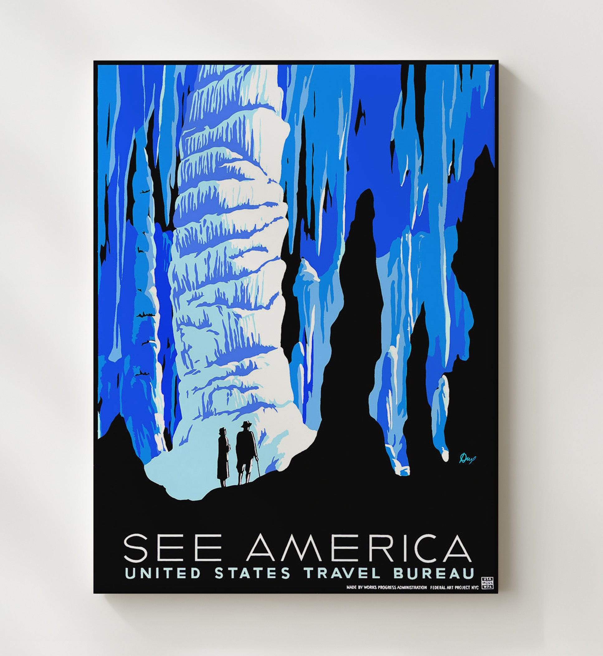 America America Vintage Travel Print 20x24 Canvas travel wall art print