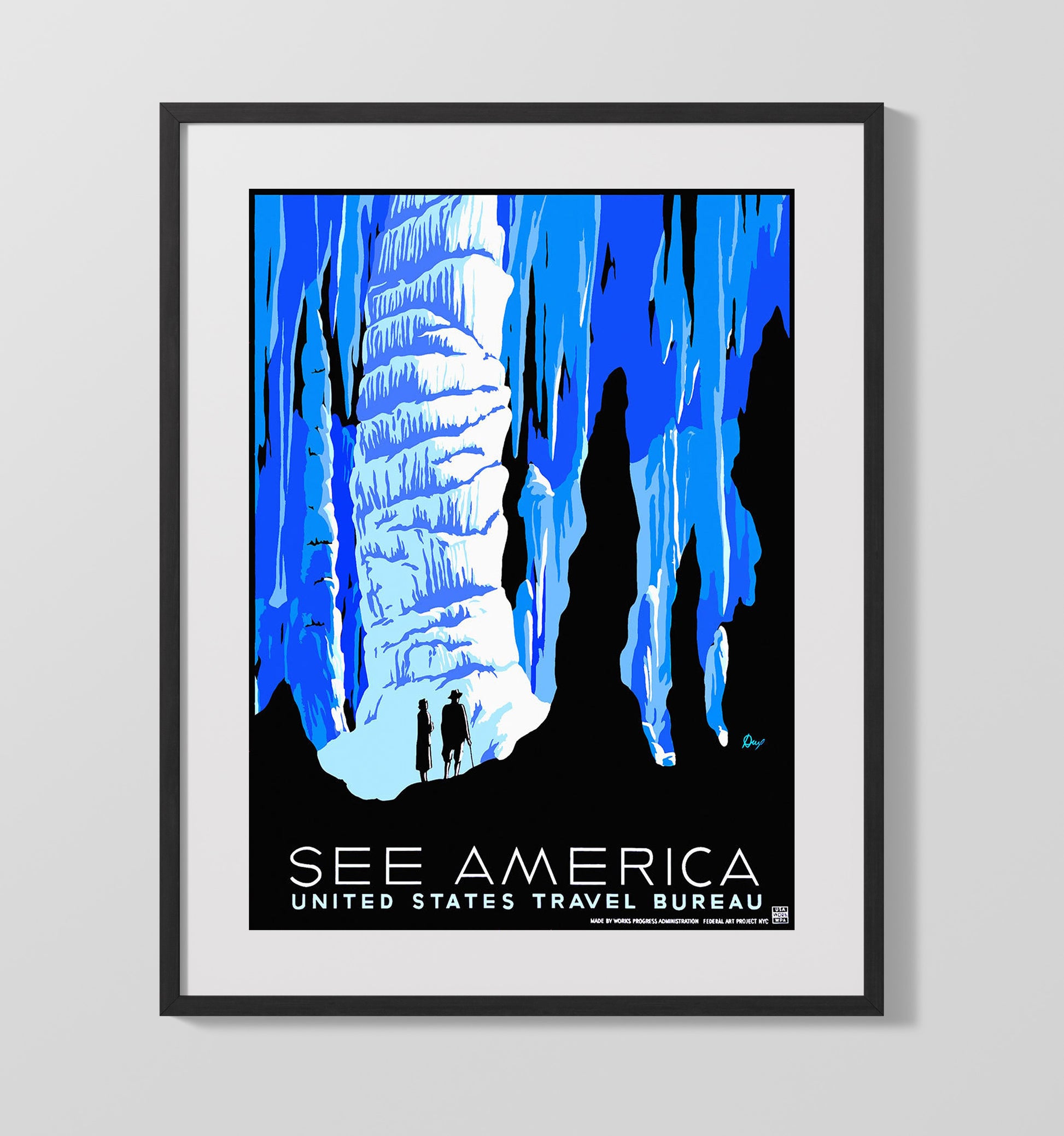 America America Vintage Travel Print 16x20 Gallery Frame travel wall art print