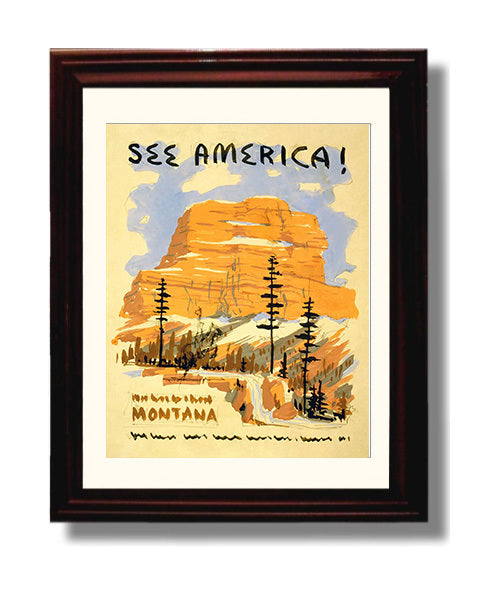 America America Montana 1 travel poster wall art 8x10 Canvas