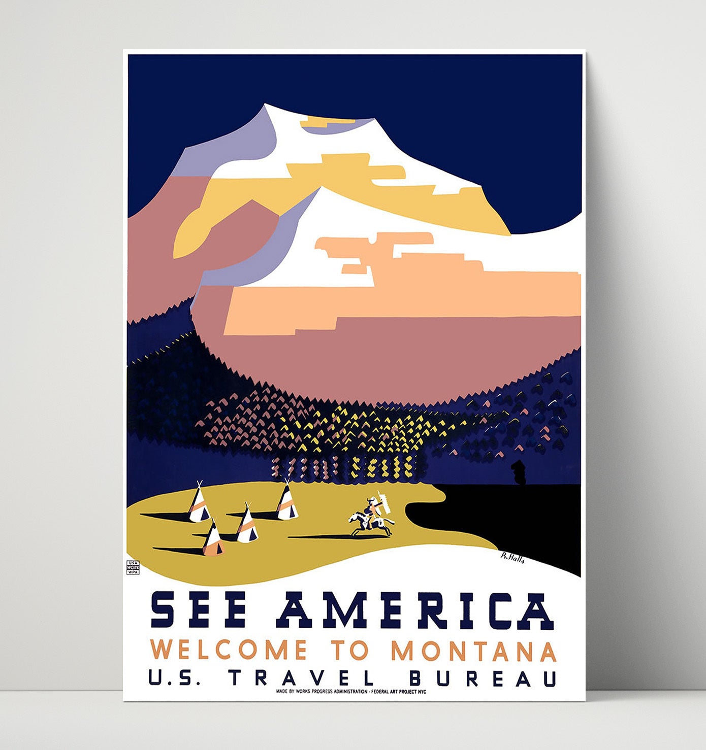 America America Montana 3 Vintage Travel Print 16x20 Unframed Print travel wall art print