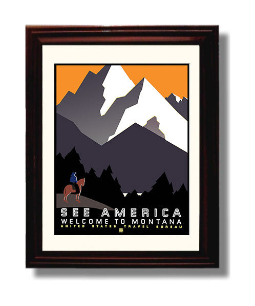America America Montana Horse travel poster wall art 8x10 Canvas