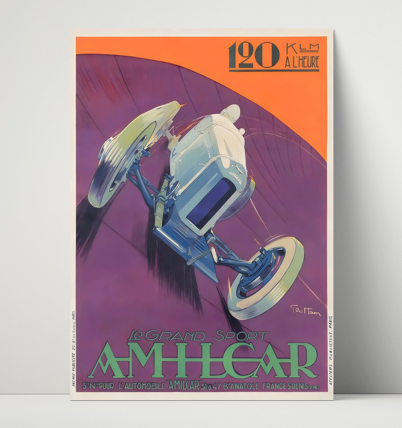 Amilcar Grand Sport Racing Vintage Travel Print 16x20 Unframed Print travel wall art print