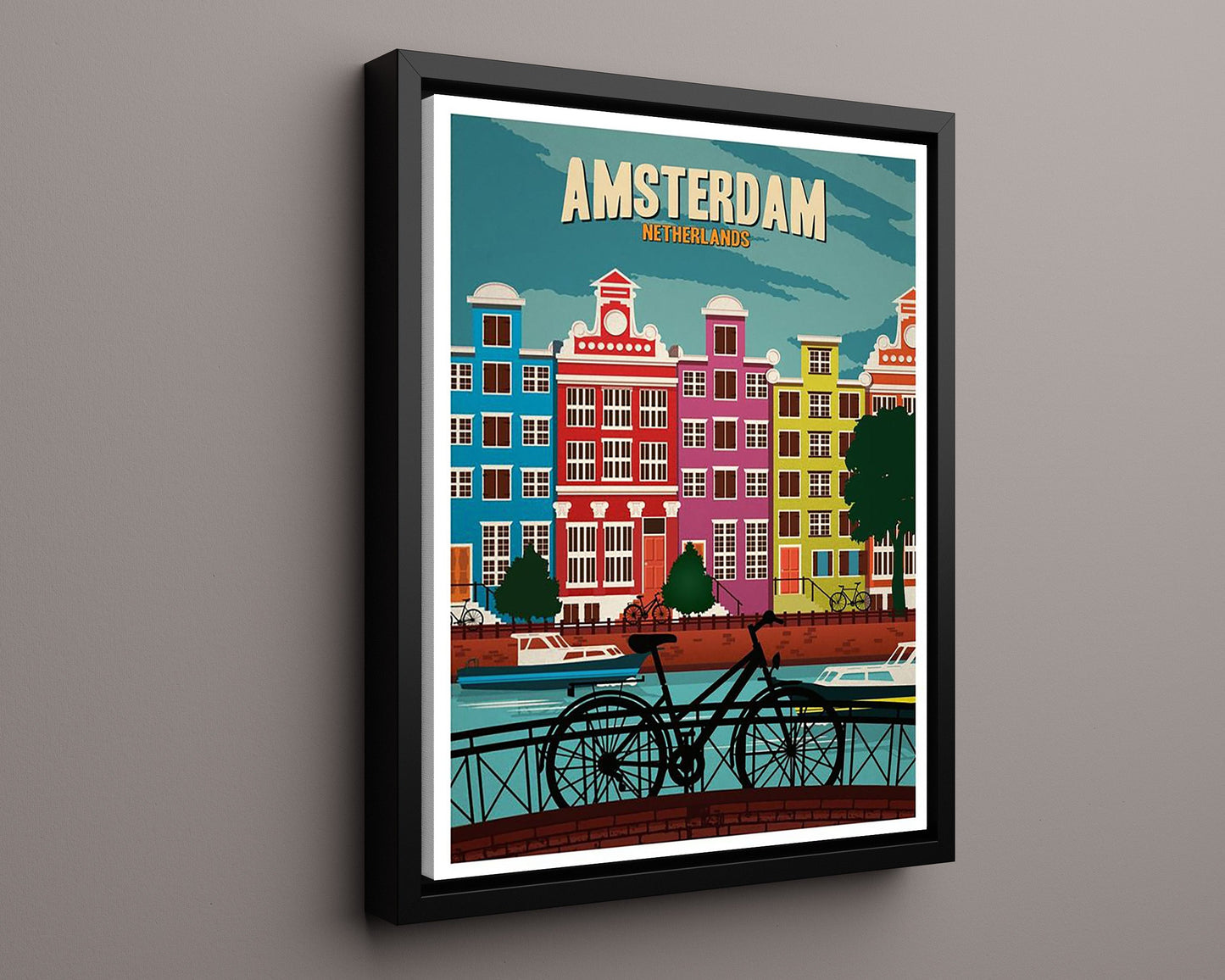 Classic Travel Poster - Amsterdam - Canal Houses