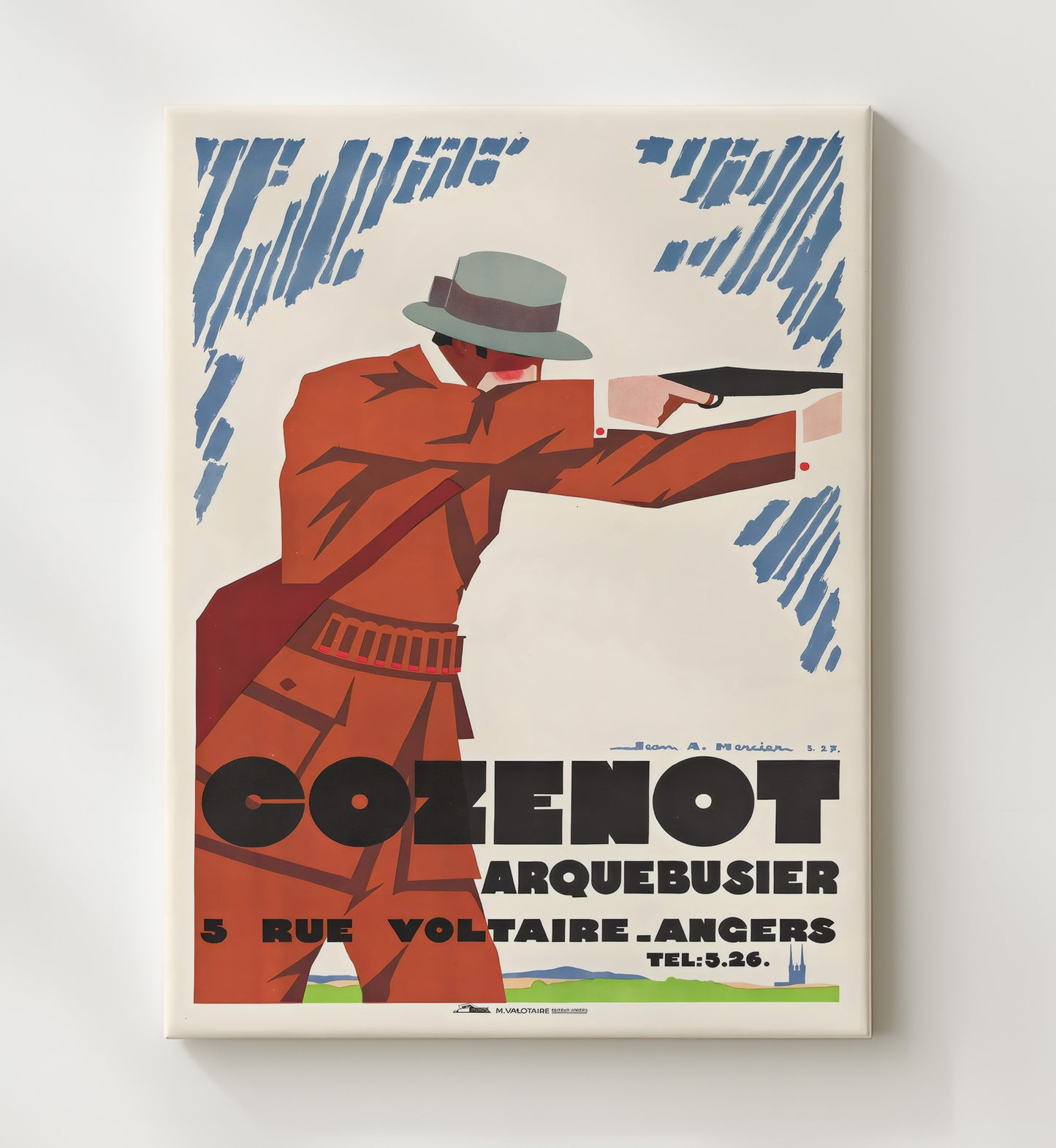 Angers CozenotArquebusier Vintage Travel Print 20x24 Canvas travel wall art print