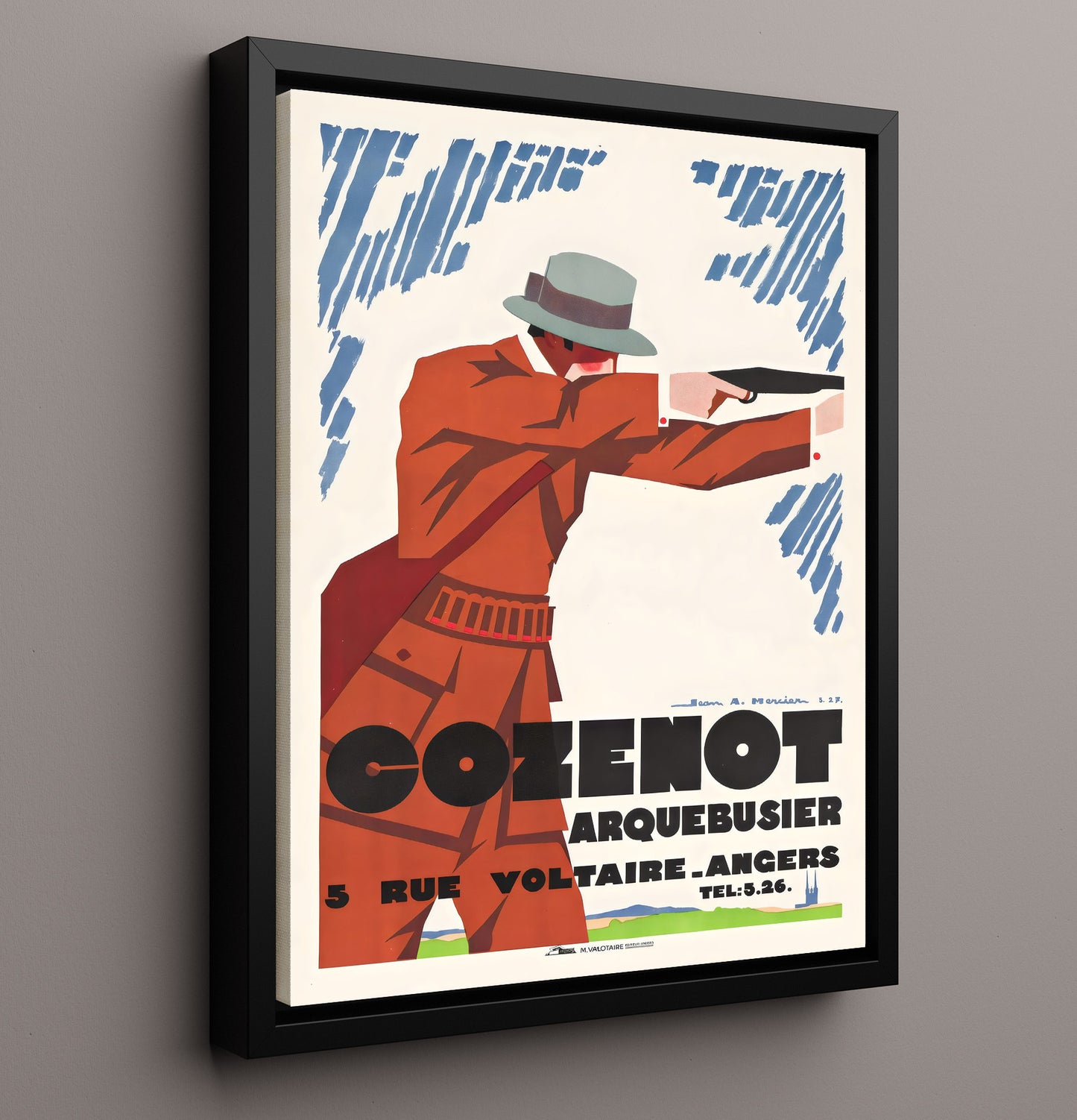 Angers CozenotArquebusier Vintage Travel Print 16x20 Framed Canvas travel wall art print