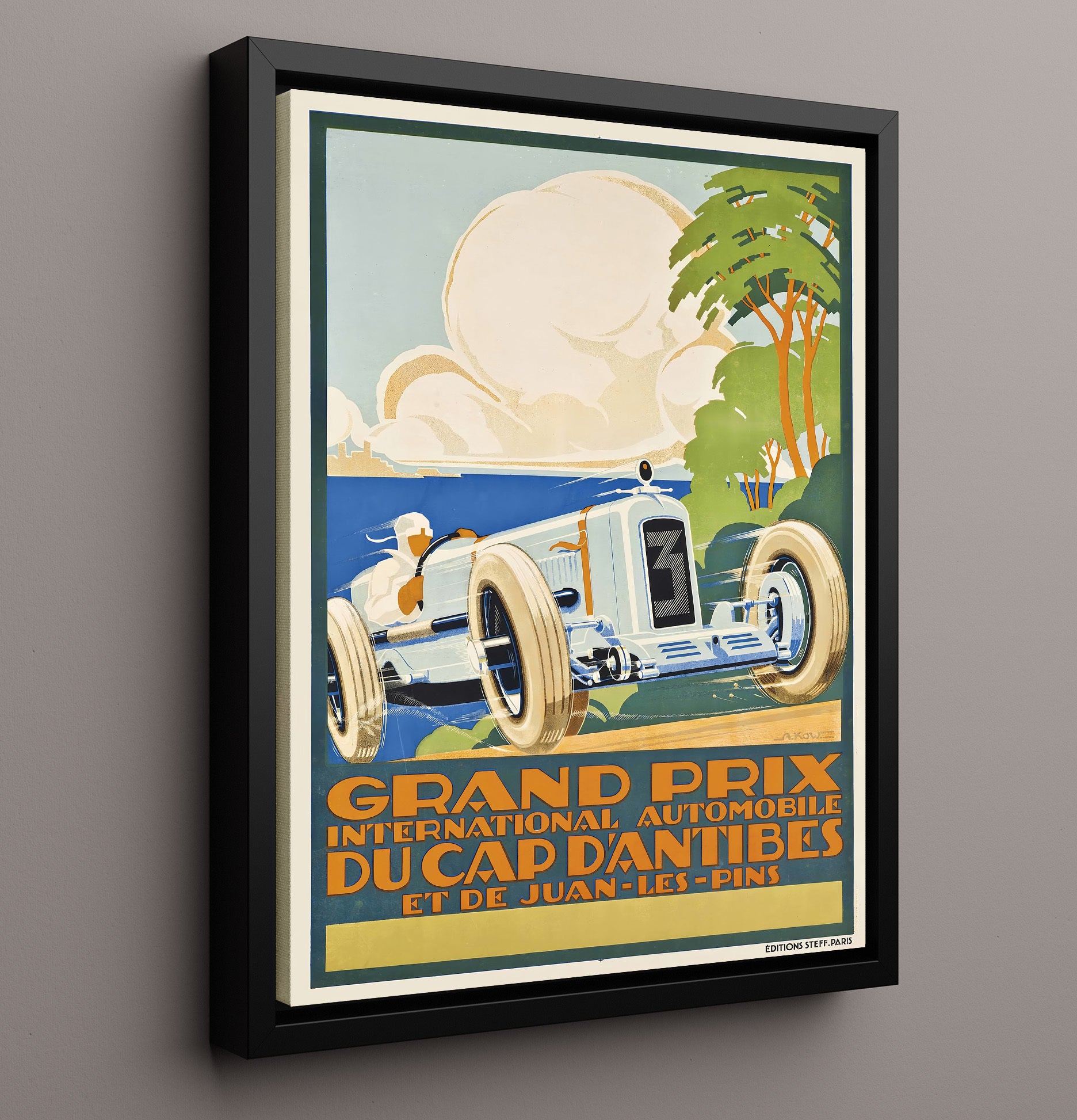 Antibes Grand Prix Vintage Travel Print 16x20 Framed Canvas travel wall art print