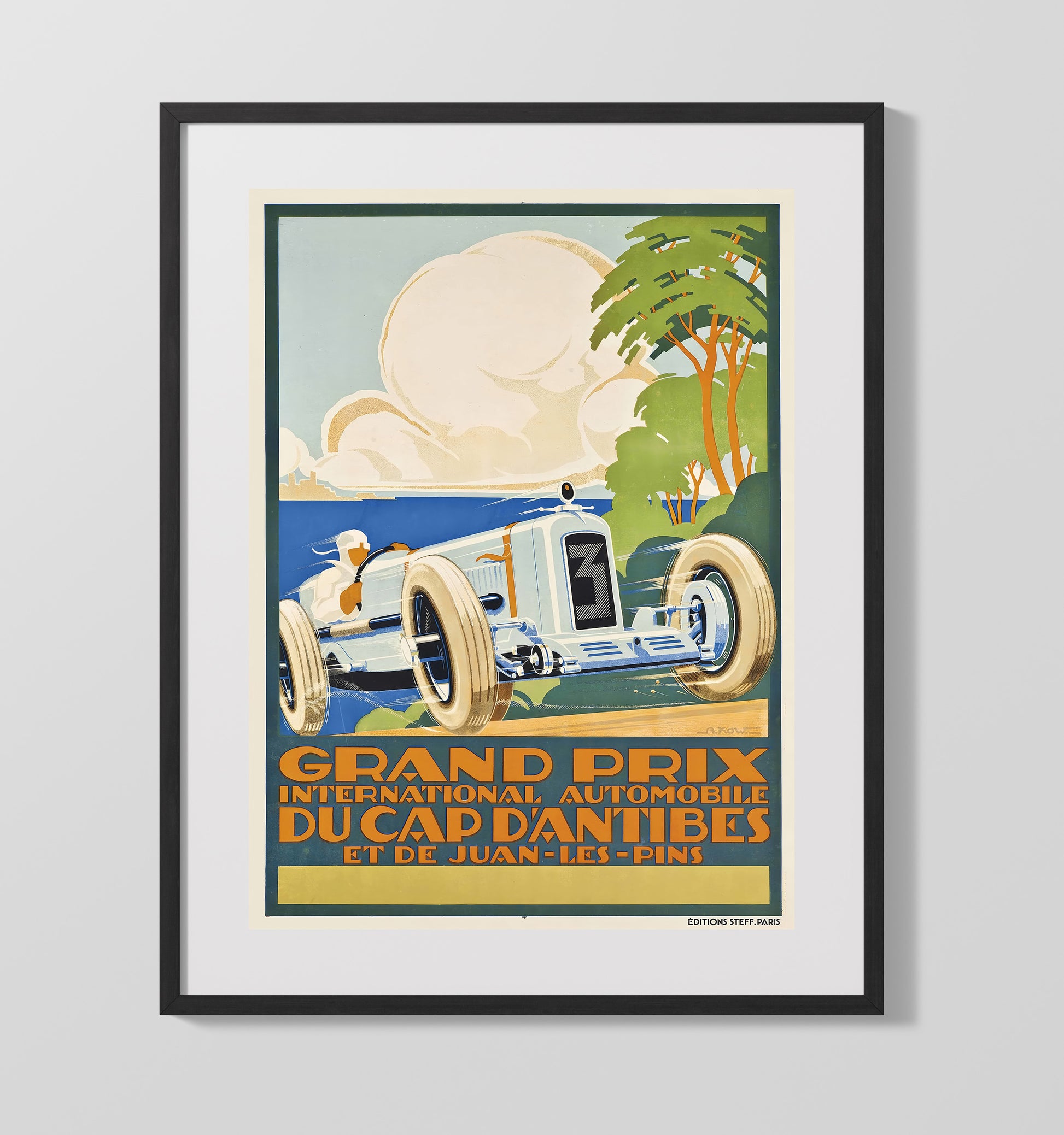 Antibes Grand Prix Vintage Travel Print 16x20 Gallery Frame travel wall art print