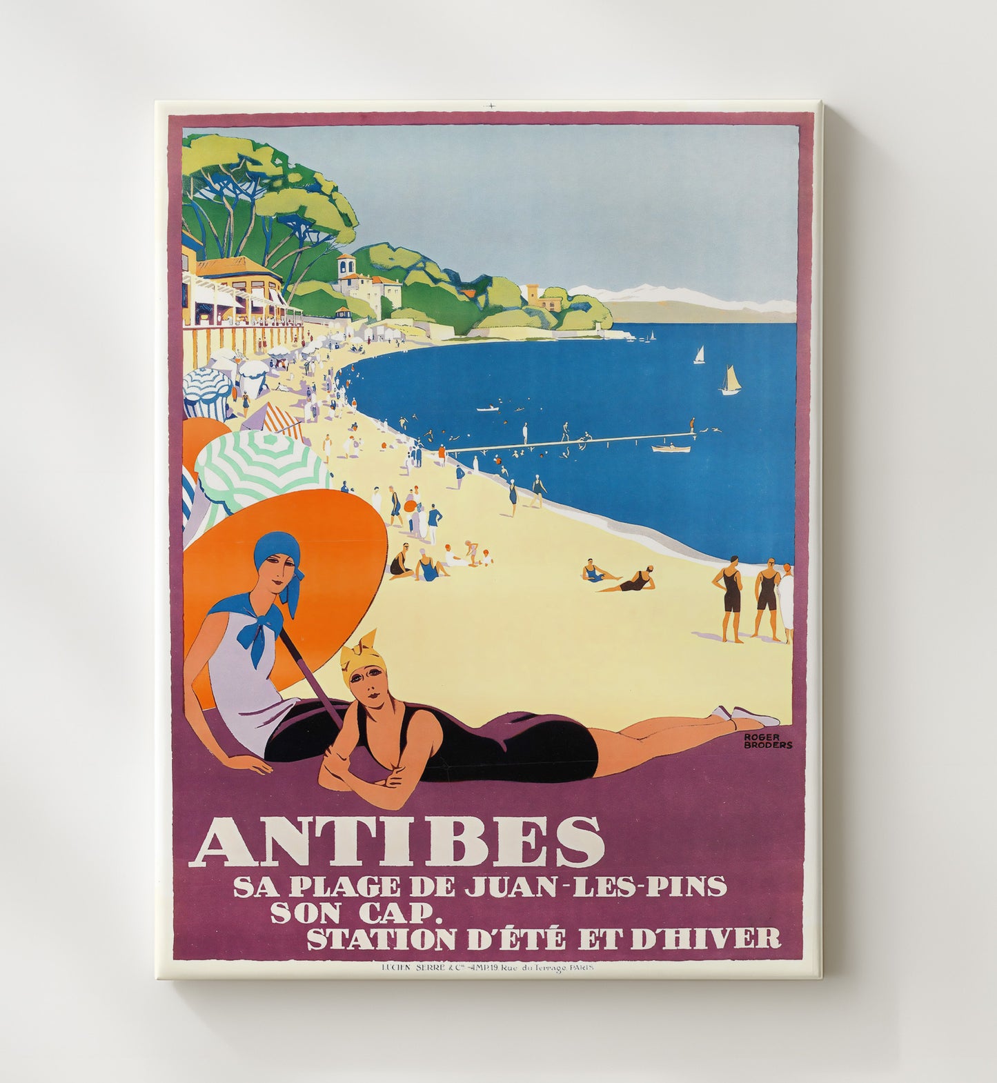 Antibes Juan les Pins Vintage Travel Print 20x24 Canvas travel wall art print