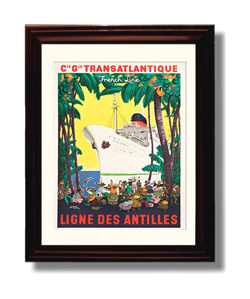 Antilles French Line Cruise travel poster wall art 8x10 Canvas