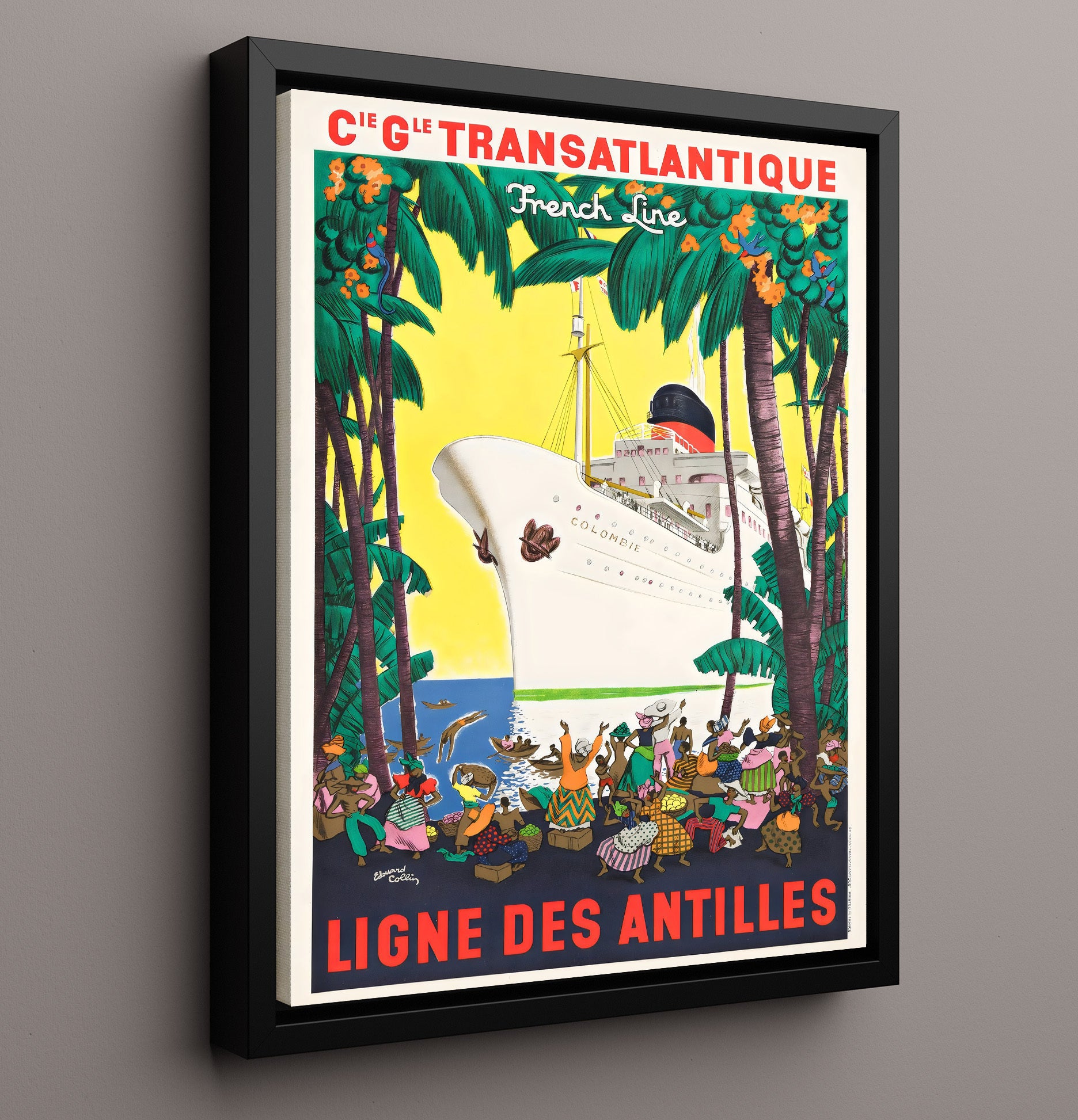Antilles French Line Cruise Vintage Travel Print 16x20 Framed Canvas travel wall art print