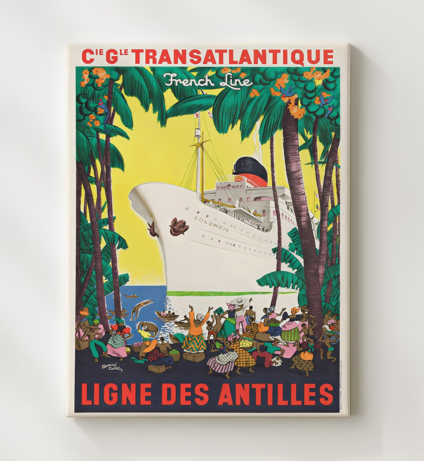 Antilles French Line Cruise Vintage Travel Print 20x24 Canvas travel wall art print