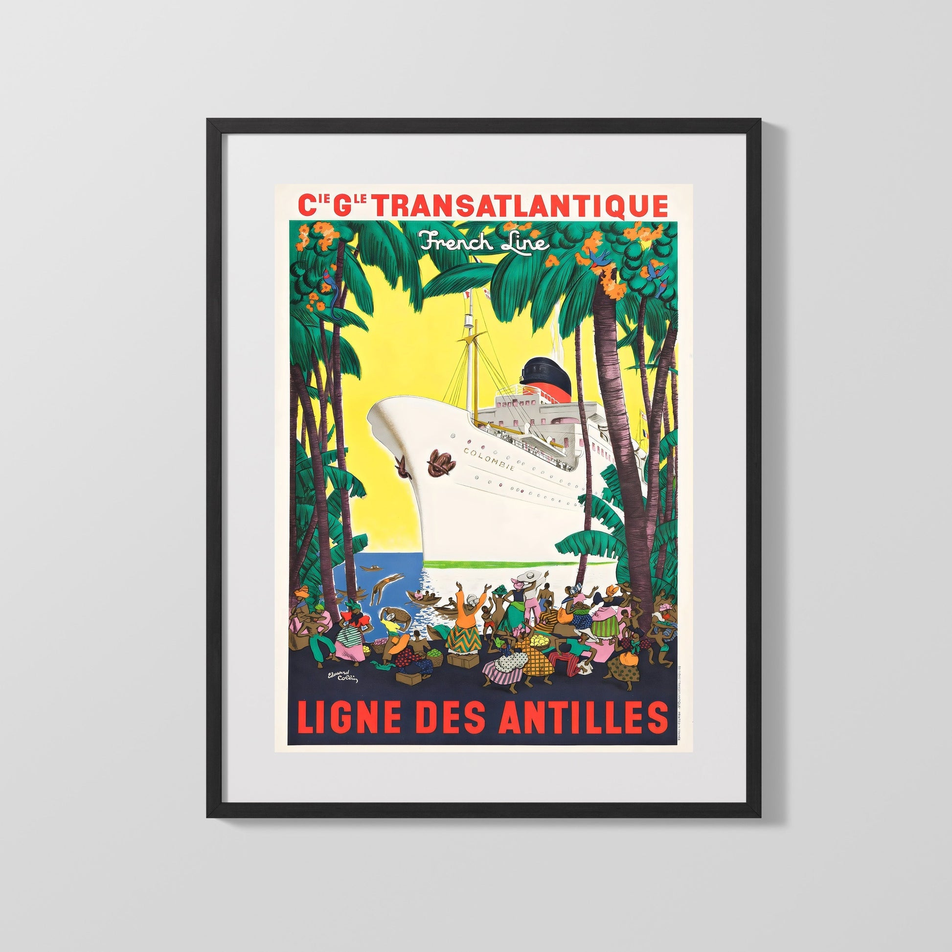 Classic Travel Poster - Antilles - French Line Cruise Travel Vintage Framed Prints Gallery Frame 16x20