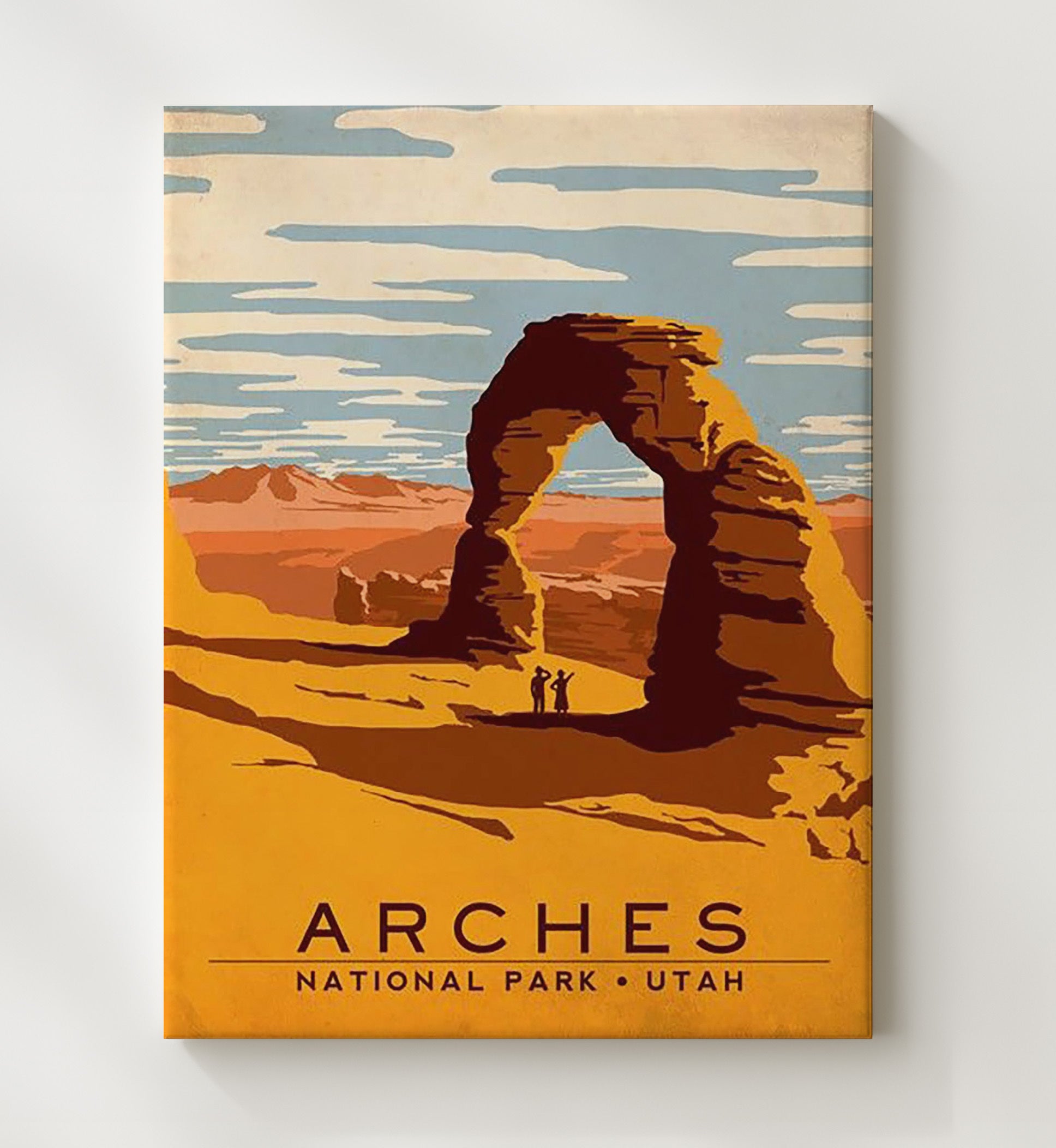 Arches National Park Utah Vintage Travel Print 20x24 Canvas travel wall art print