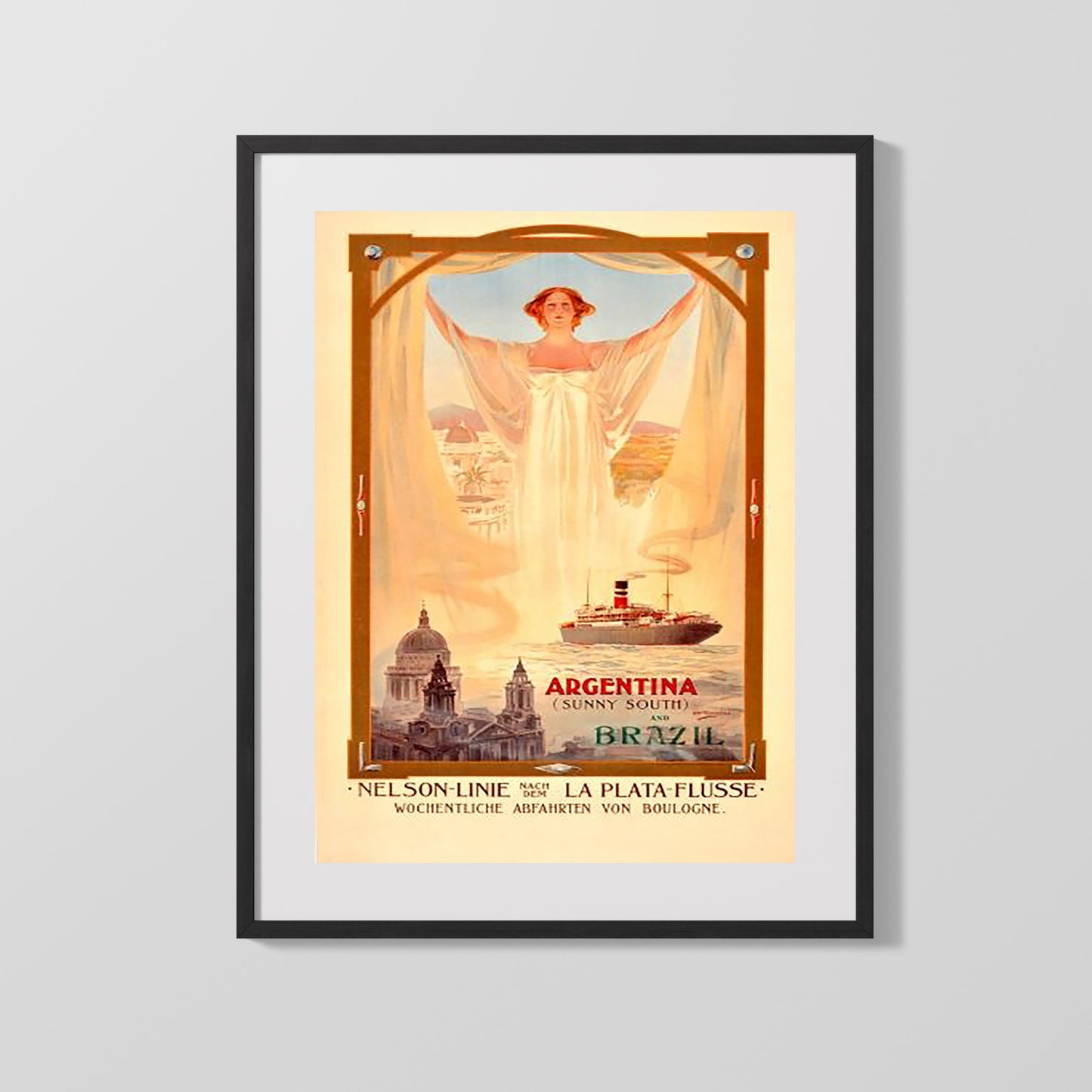 Classic Travel Poster - Argentina and Brazil - Nelson Line