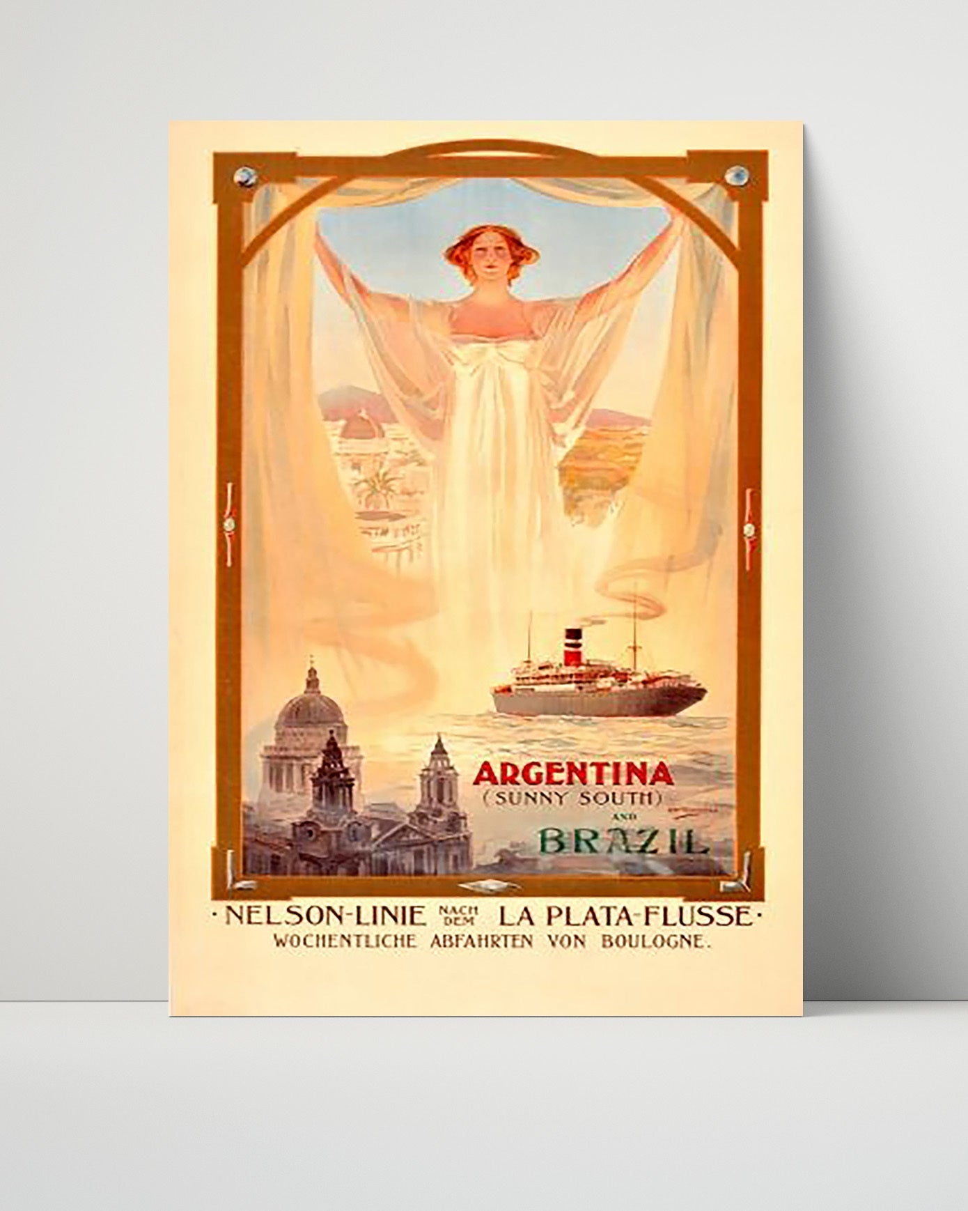 Classic Travel Unframed Poster -  Argentina and Brazil - Nelson Line
