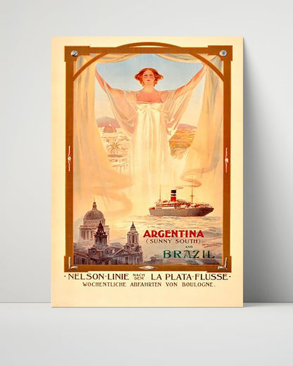 Classic Travel Unframed Poster -  Argentina and Brazil - Nelson Line