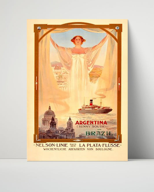 Classic Travel Unframed Poster -  Argentina and Brazil - Nelson Line