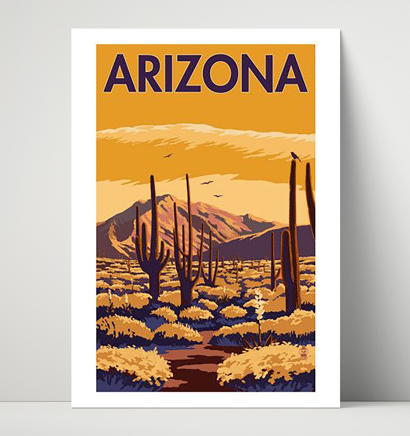 Arizona Desert Landscape Vintage Travel Print 16x20 Unframed Print travel wall art print
