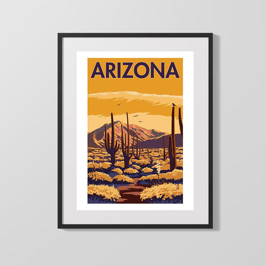 Classic Travel Poster - Arizona - Desert Landscape
