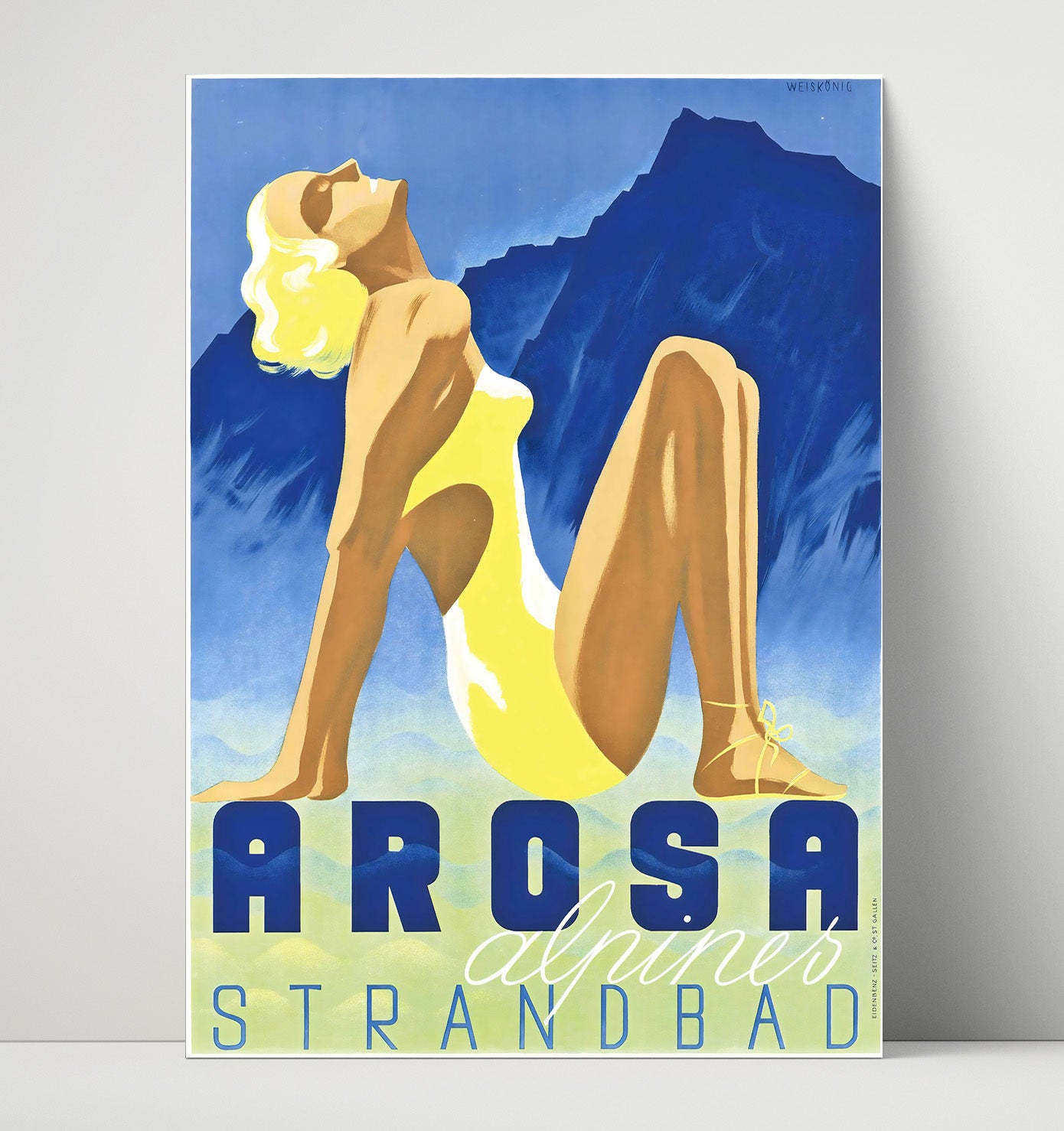 Arosa Strandbad Vintage Travel Print 16x20 Unframed Print travel wall art print