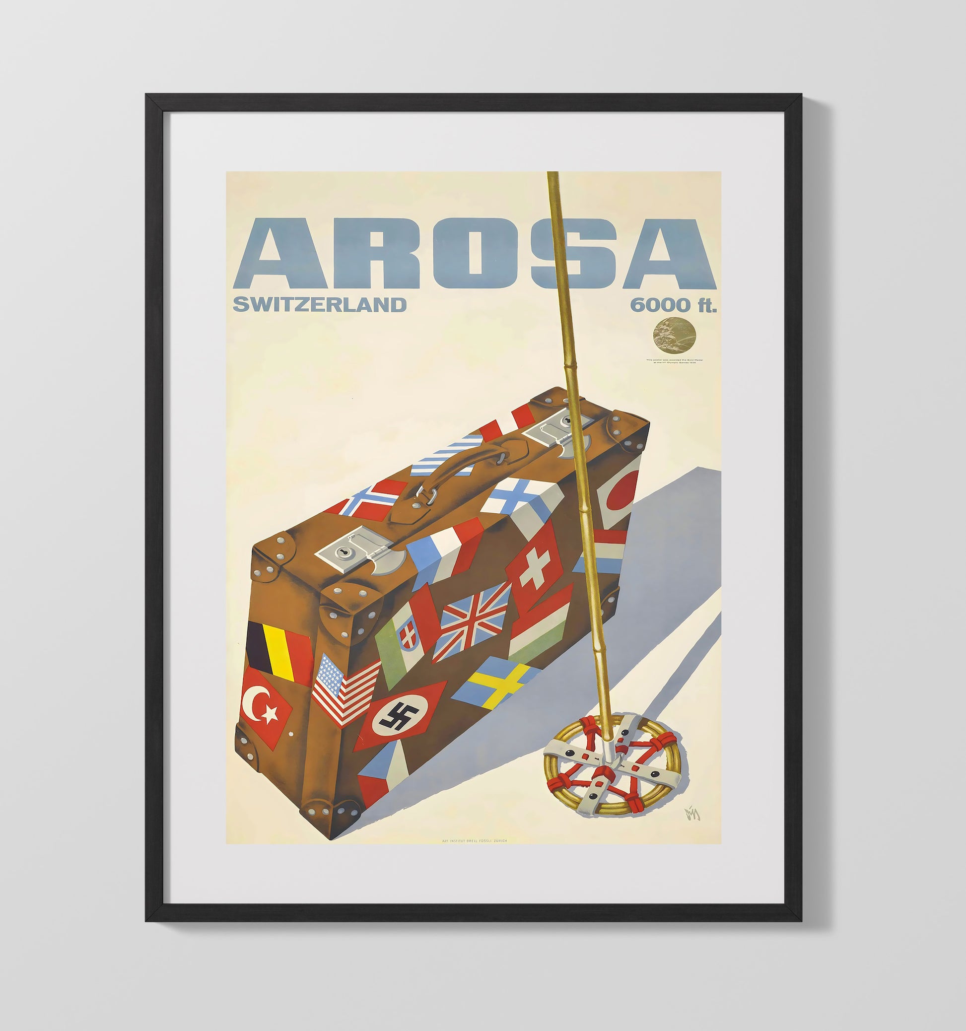 Arosa Switzerland Vintage Travel Print 16x20 Gallery Frame travel wall art print