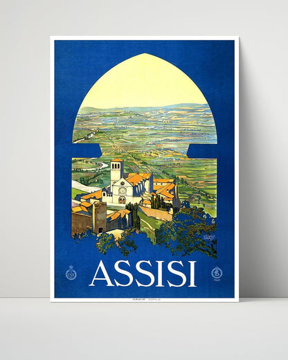 Classic Travel Unframed Poster -  Assisi - Basilica and Valley View