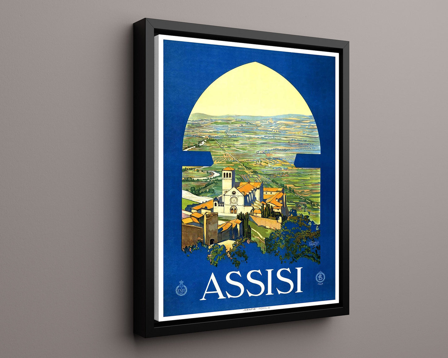Classic Travel Poster - Assisi - Basilica and Valley View