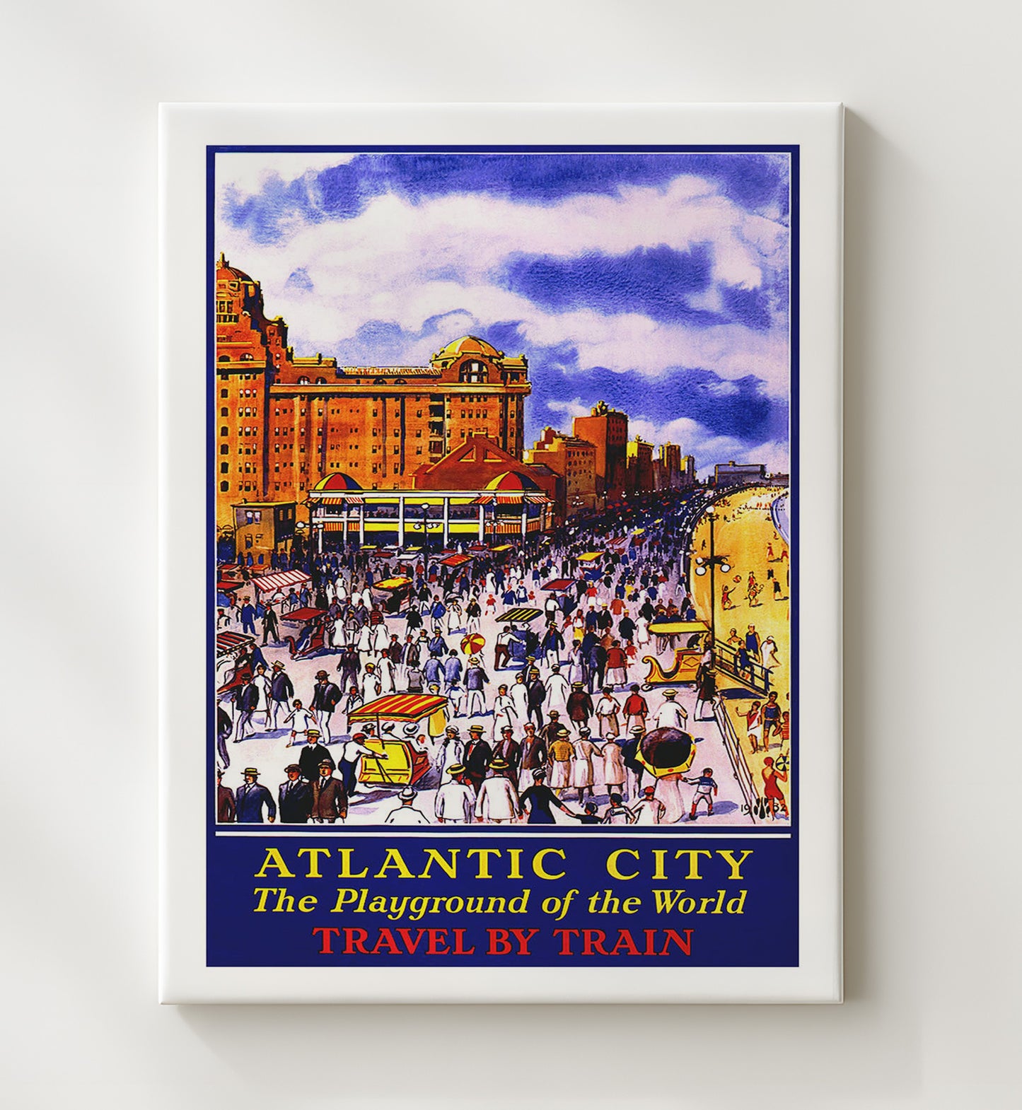 Atlantic City Playground of the World Vintage Travel Print 20x24 Canvas travel wall art print