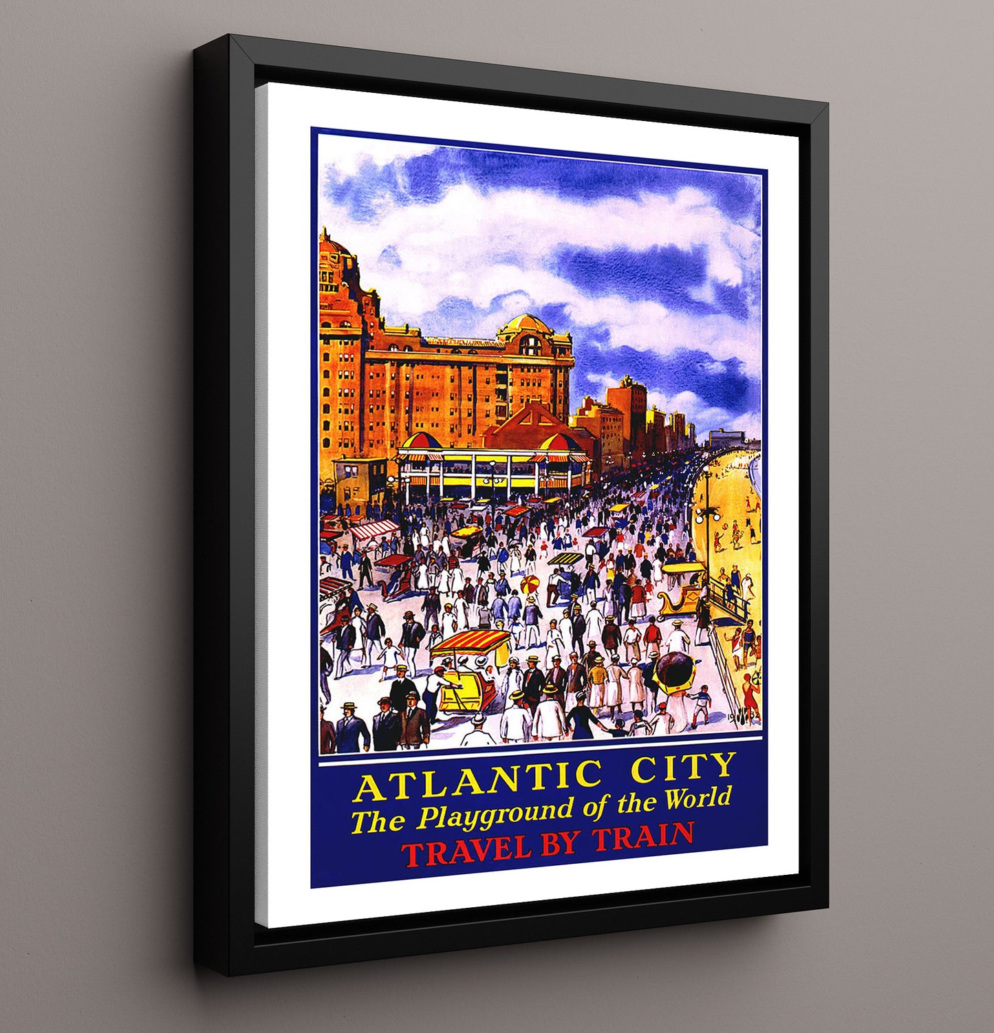 Atlantic City Playground of the World Vintage Travel Print 16x20 Framed Canvas travel wall art print