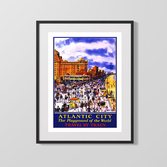 Classic Travel Poster - Atlantic City - Playground of the World