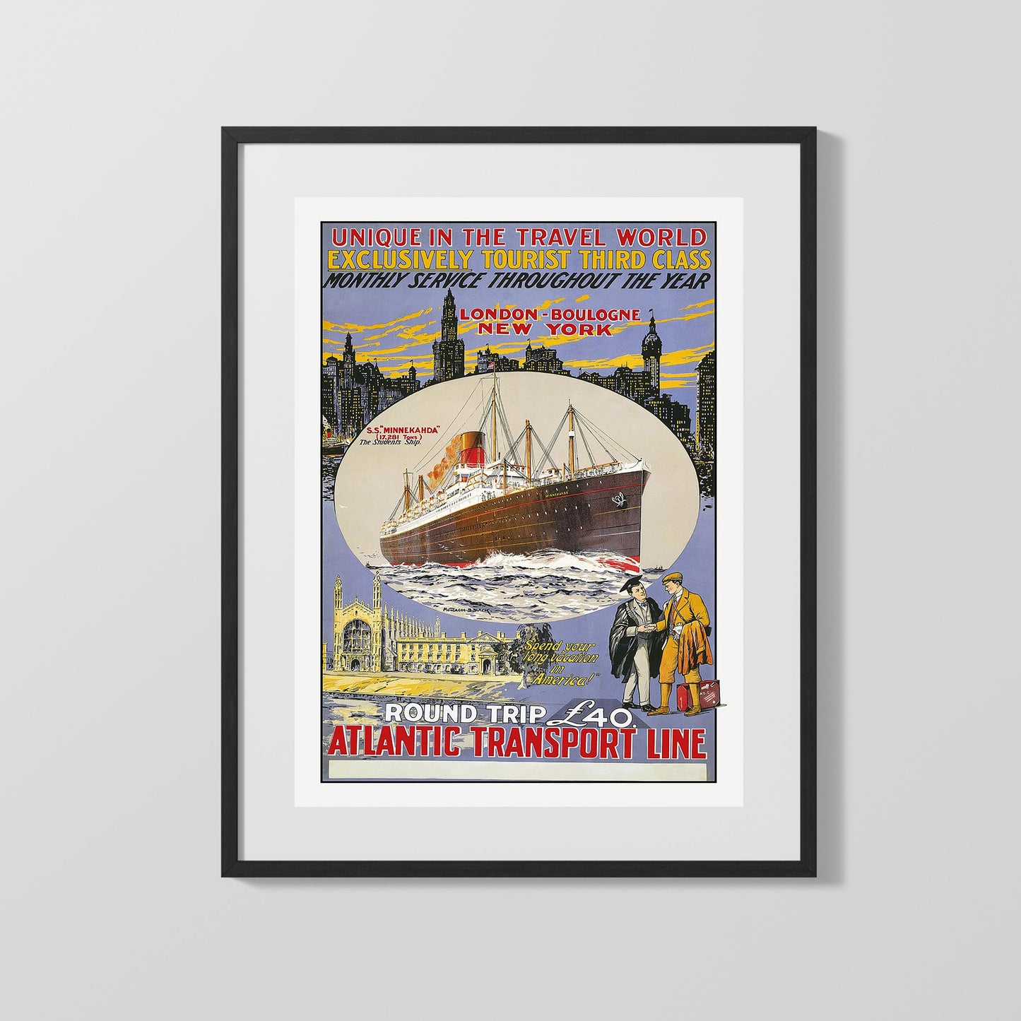 Classic Travel Poster - Atlantic Transport - Ocean Liner to New York