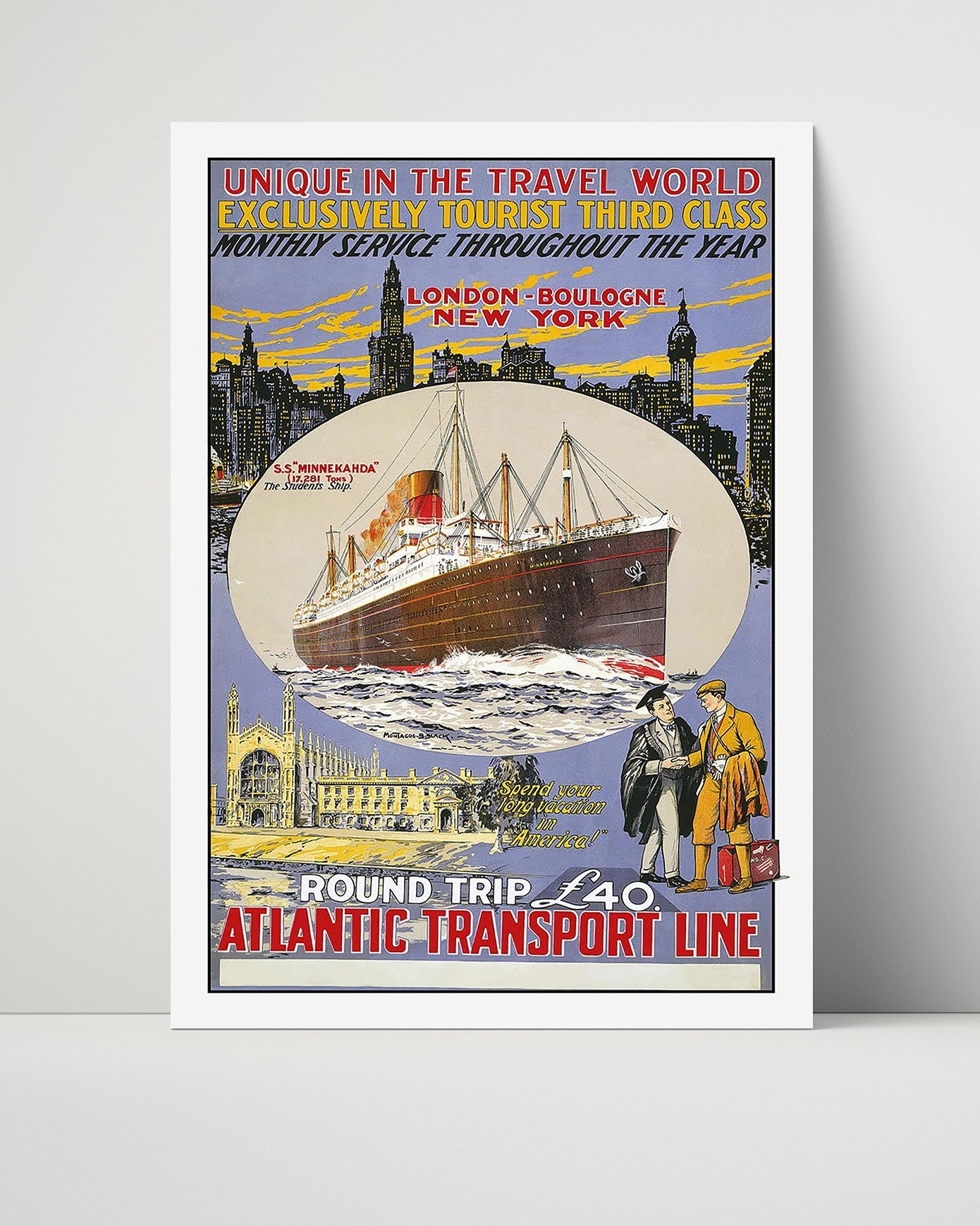 Classic Travel Poster - Atlantic Transport - Ocean Liner to New York