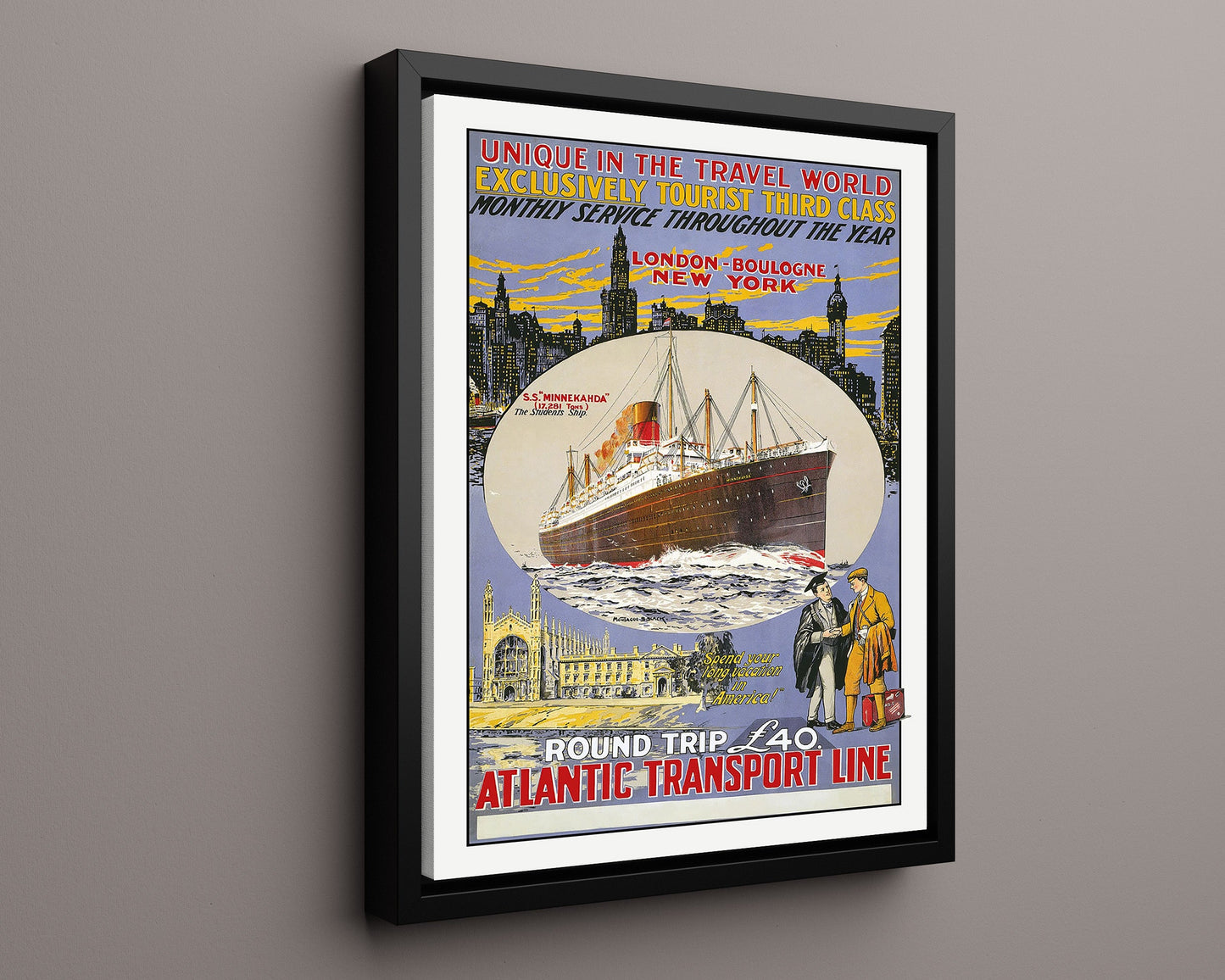 Classic Travel Poster - Atlantic Transport - Ocean Liner to New York