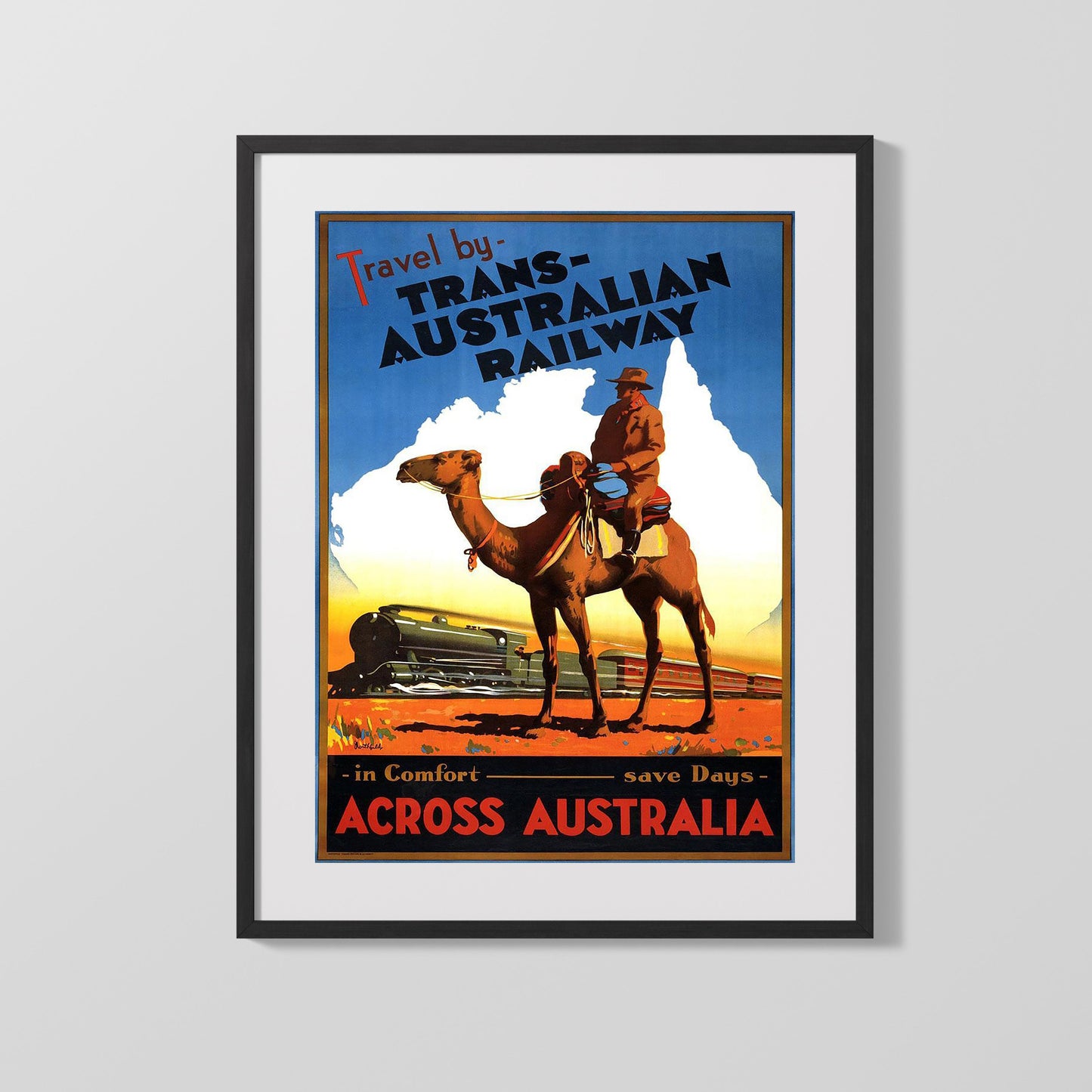 Classic Travel Poster - Australia - Camel Railway Journey