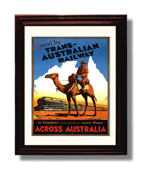 Australia Camel Railway Journey travel poster wall art 8x10 Canvas