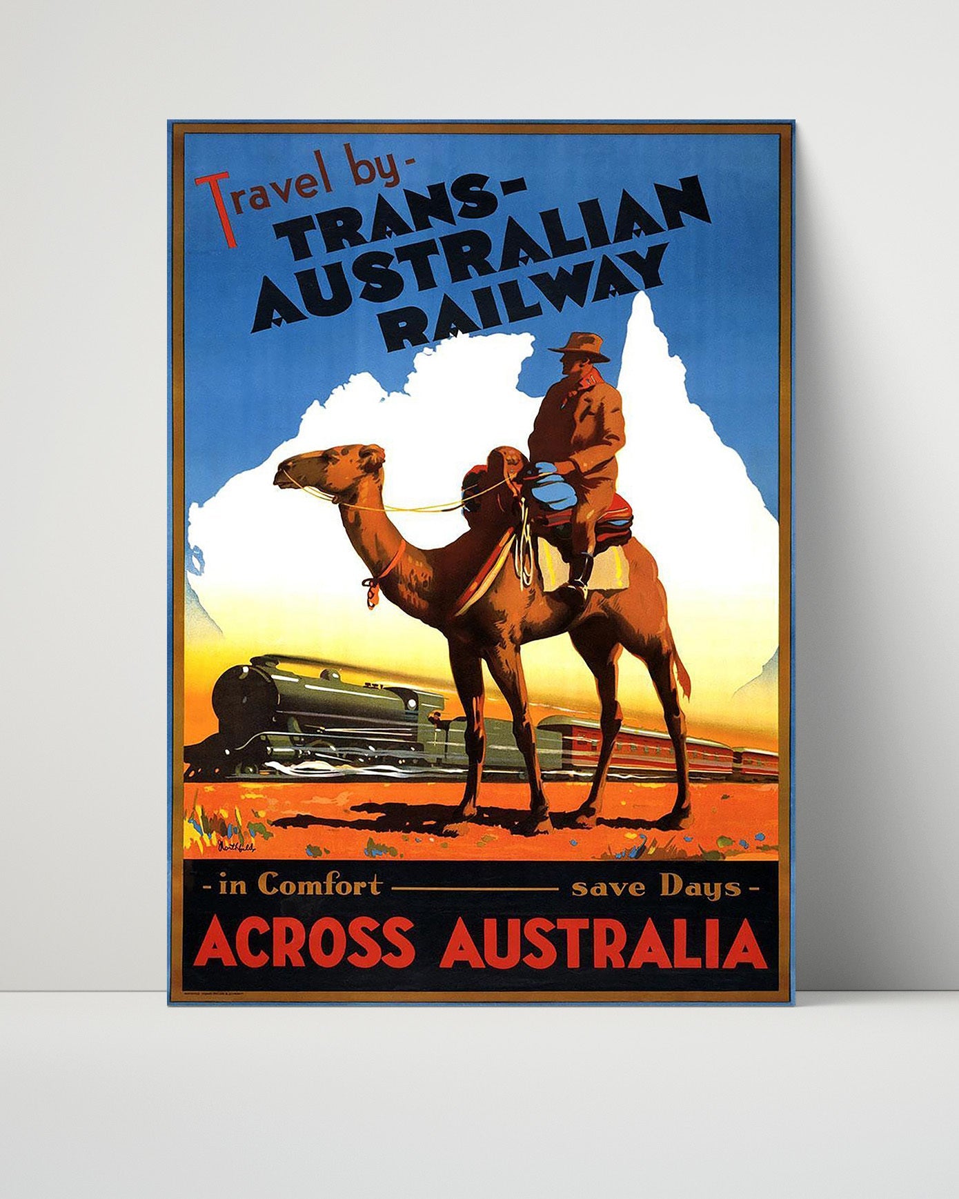 Classic Travel Poster - Australia - Camel Railway Journey