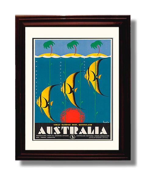 Australia Great Barrier Reef travel poster wall art 8x10 Canvas
