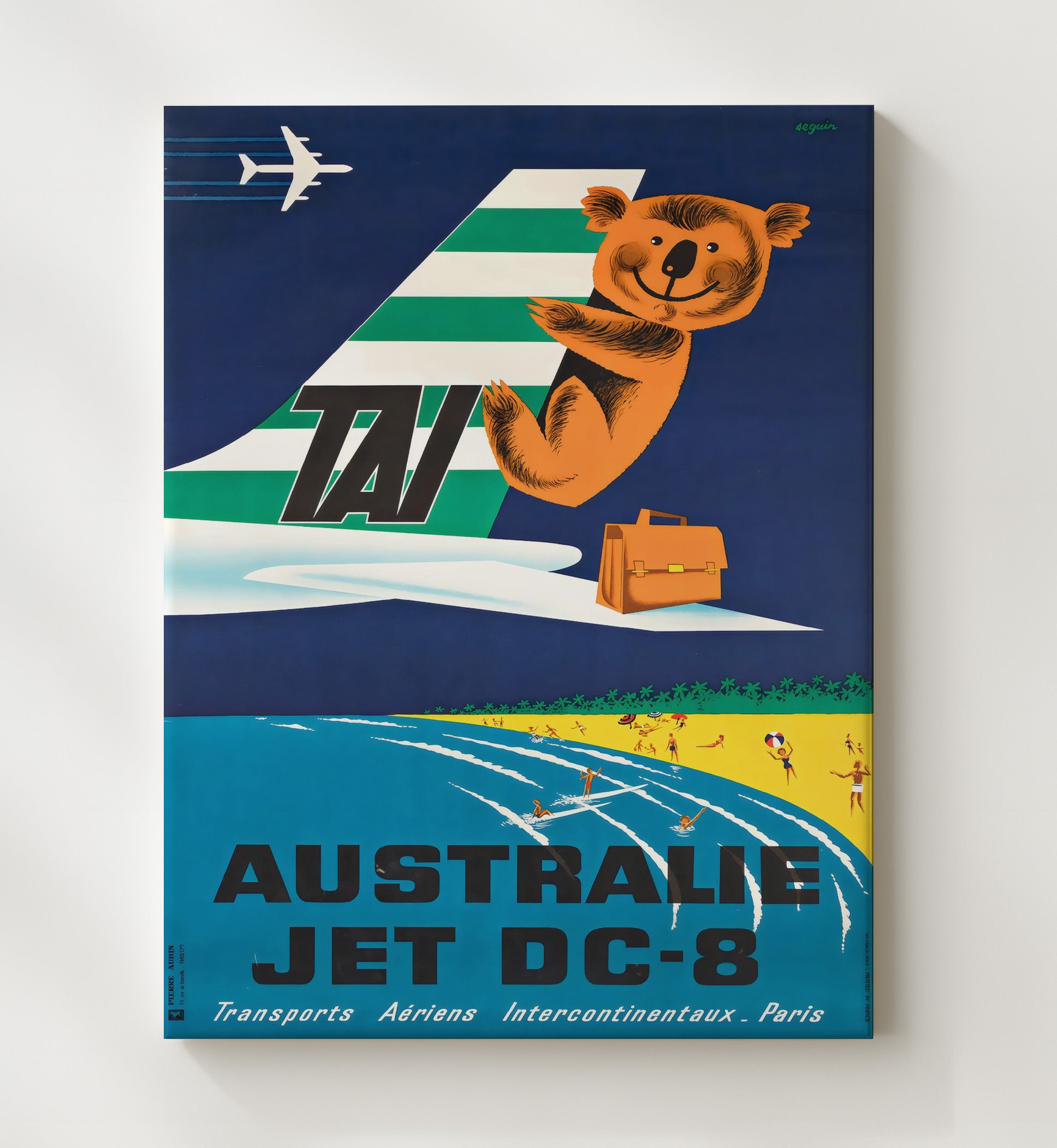 Australia Jet DC 8 Vintage Travel Print 20x24 Canvas travel wall art print