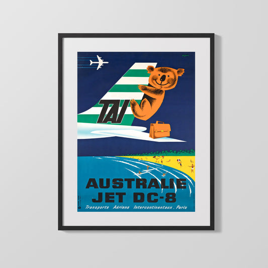 Classic Travel Poster - Australia - Jet DC-8