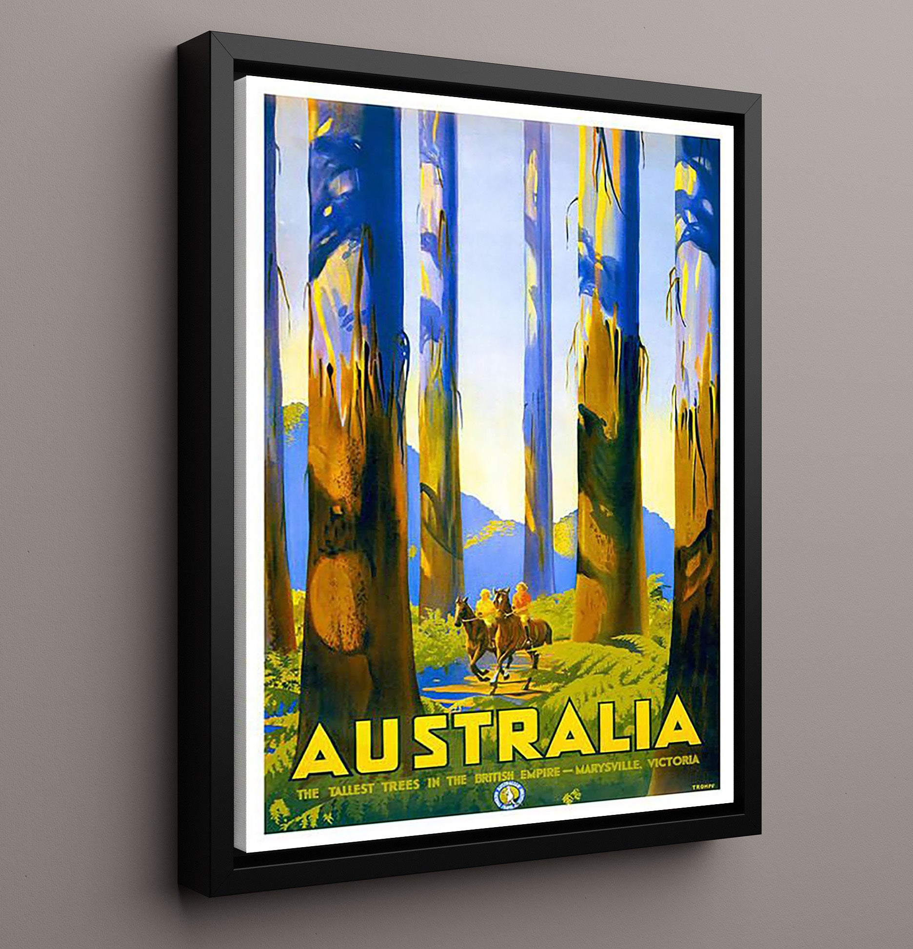 Australia Marysville Victoria Tall Trees Vintage Travel Print 16x20 Framed Canvas travel wall art print