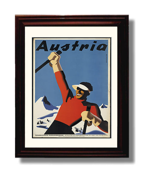Austria Alpine Skiing travel poster wall art 8x10 Canvas