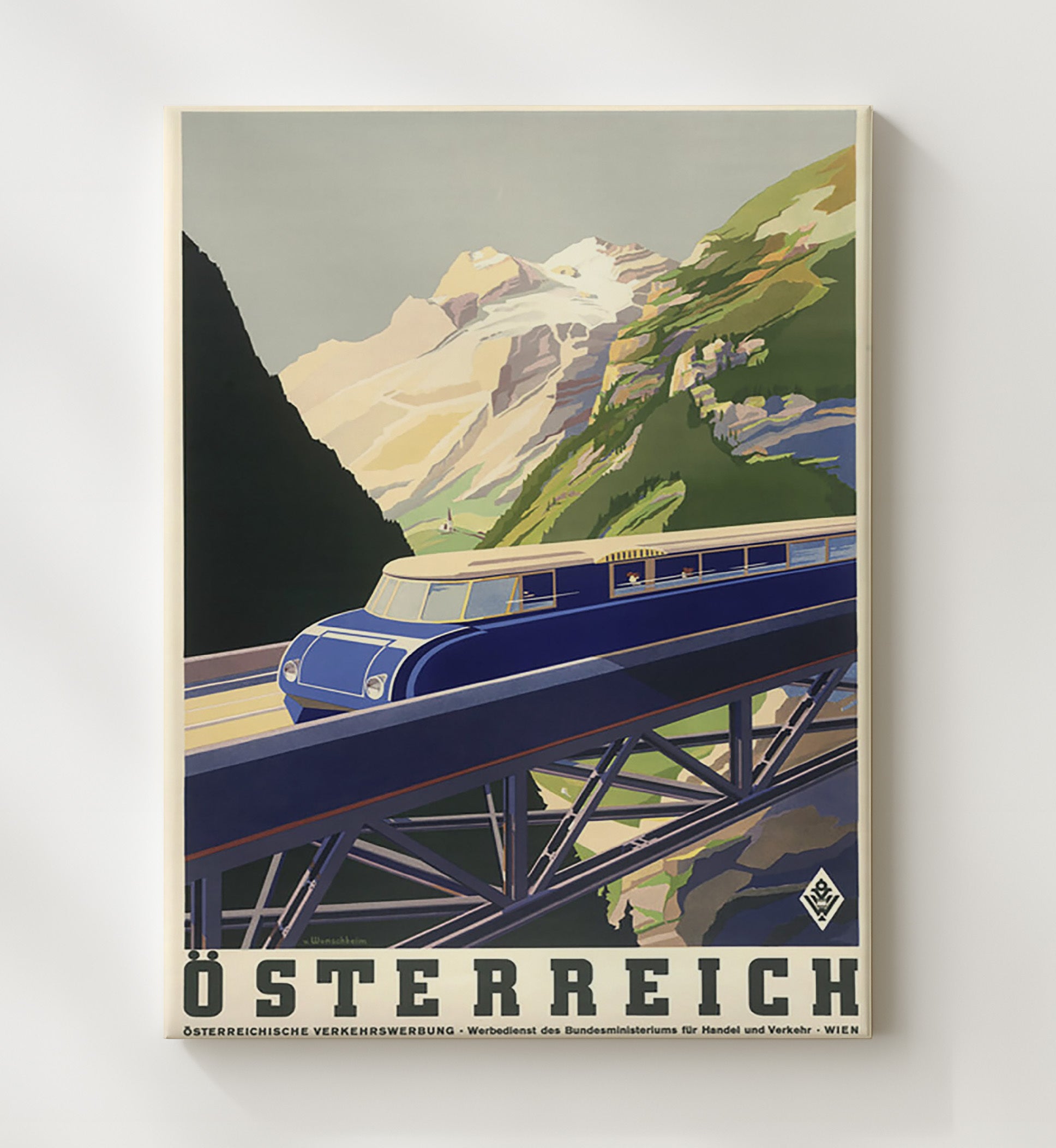 Austria Osterreich Railway Vintage Travel Print 20x24 Canvas travel wall art print